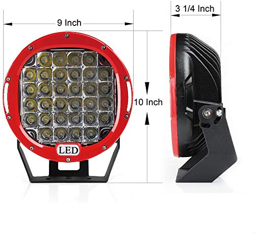 2PCS 225W 9 Inch LED Work Light Bar - Spot Beam Off Road Lights 12V/24V Waterproof Fog Driving Lights for Truck, Boat, Car, 4x4, ATV, UTV, SUV, 4WD (Red) - Perfect for Night Off-Roading, Camping & Emergency Lighting