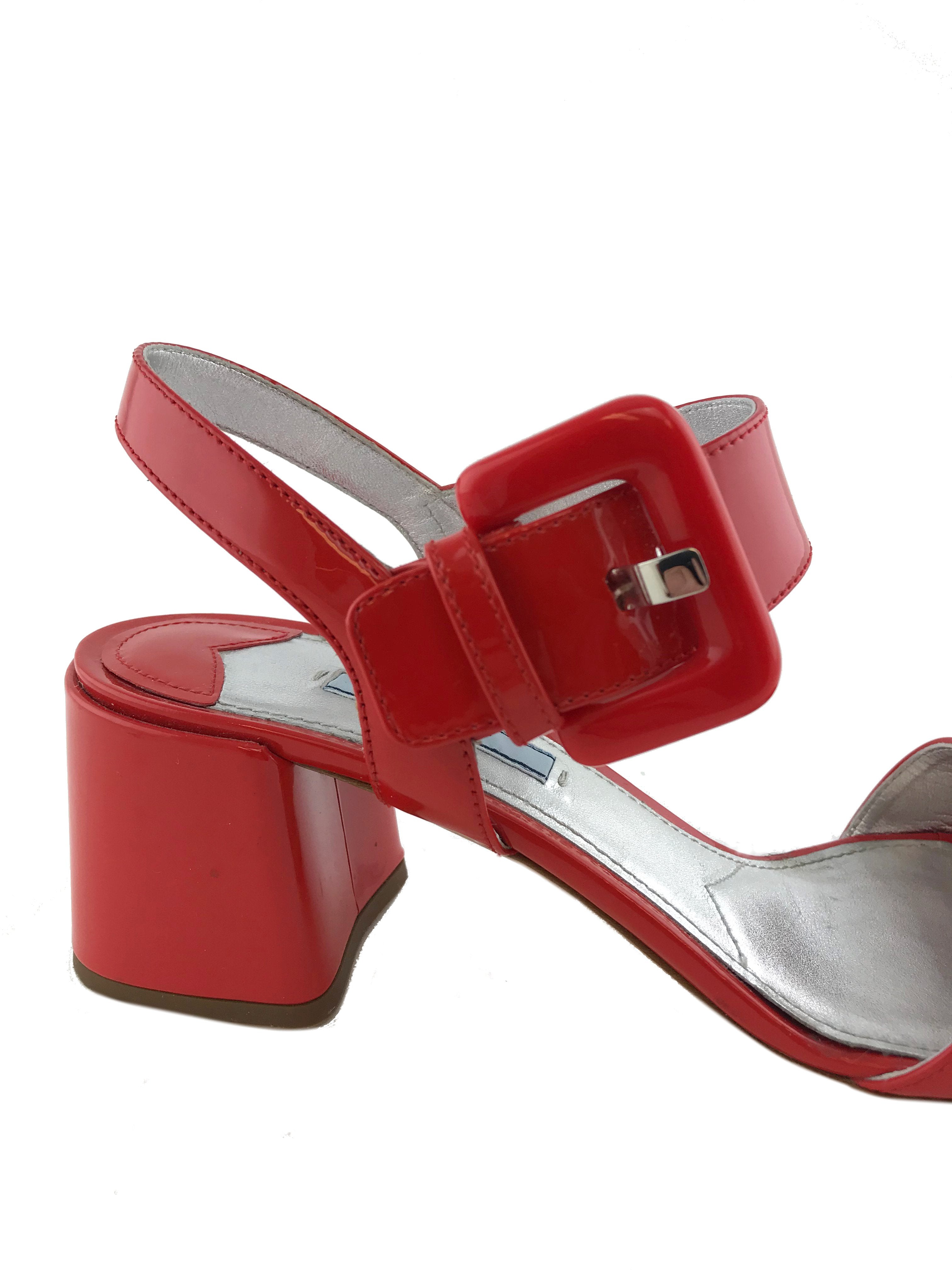 Prada Buckle Patent Leather City Sandals for Women - Size 8.5 US | Fashionable Comfortable Dressy Summer Shoes for Office, Party & Vacation Wear