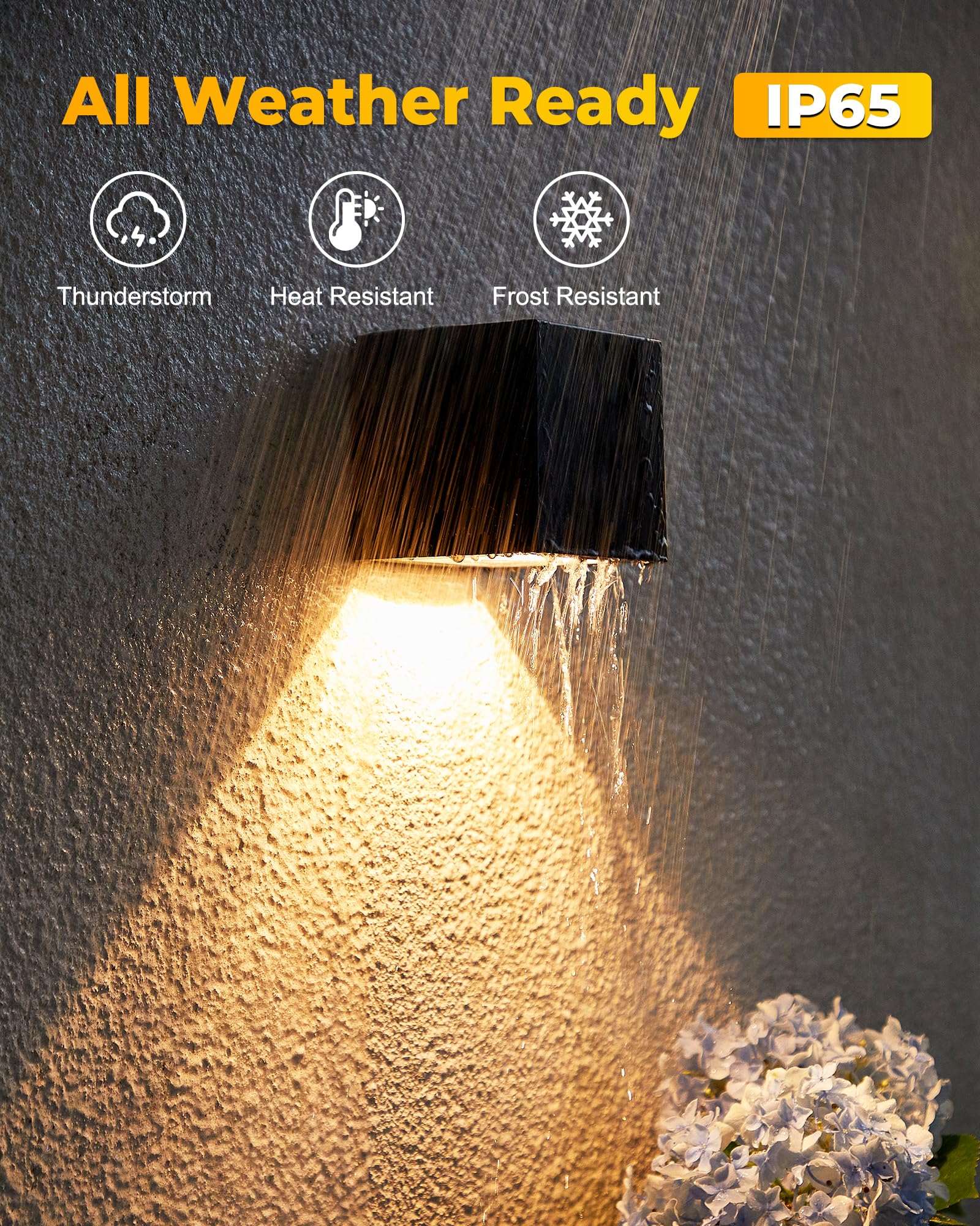 LUHLEE Solar Wall Lights Outdoor - IP65 Waterproof Square Modern Solar Sconce Lights for House, Porch, Garden, Yard, Patio & Fence - Perfect for Pathway, Deck & Landscape Lighting at Night