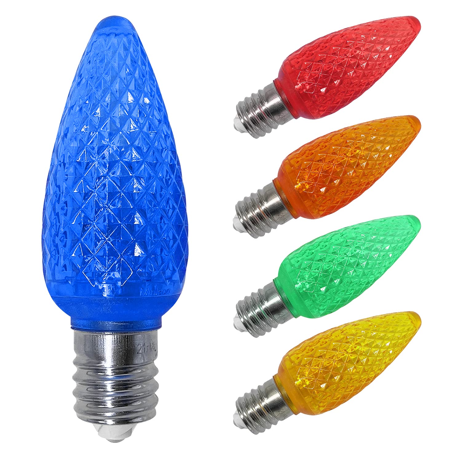 C9 LED Christmas Lights Replacement Bulbs - 25 Pack, 120V UL Certified, Faceted Dimmable Multi-Color LED Bulbs for E17 Sockets - Perfect for Indoor & Outdoor Holiday Decorations, Christmas Trees, and Festive Lighting Displays