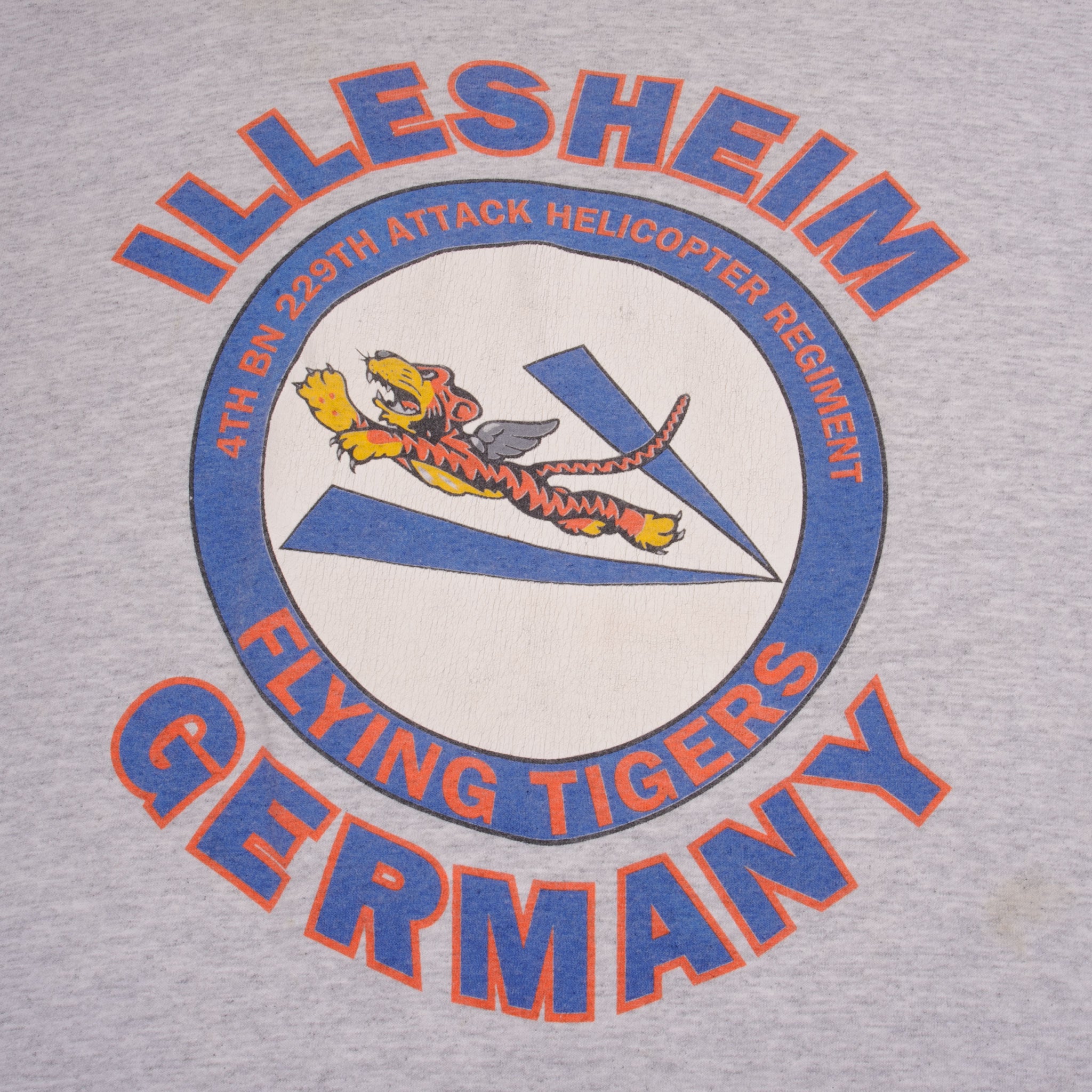 Vintage Flying Tigers Illesheim Germany Graphic Tee Shirt - Large, Made in USA (1991) - Retro Military Style for Casual Wear & Collectors