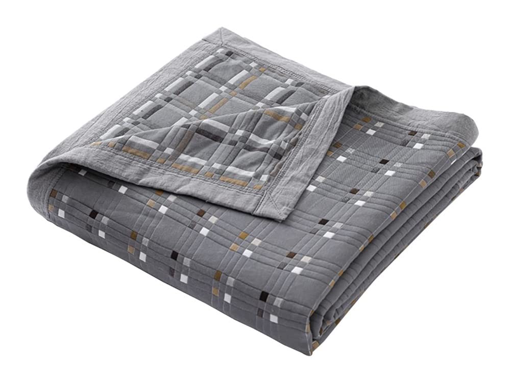 3-Layer Cotton Gauze Summer Cooling Blanket - Double-Sided Skin-Friendly & Breathable Throw - Lightweight Soft Muslin Blanket for Bed, Sofa, Travel (45.3x45.3 inches, 115x115cm)