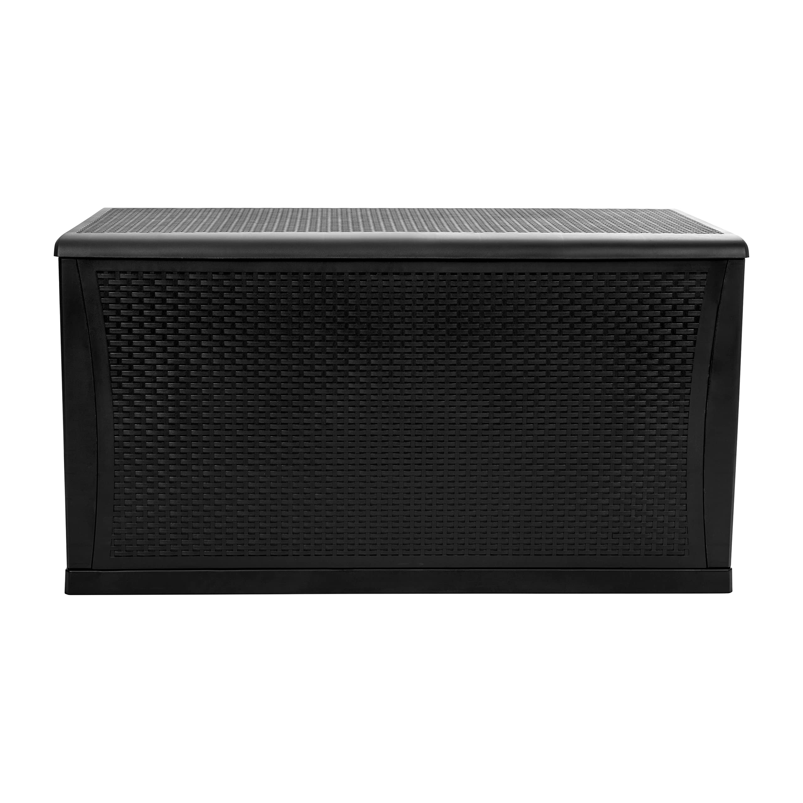 EMMA + OLIVER 120 Gallon Black Plastic Deck Box - Outdoor Patio Storage Solution for Cushions, Pool Toys & Garden Tools | Weather-Resistant Deck Organization for Backyard, Poolside & Patio
