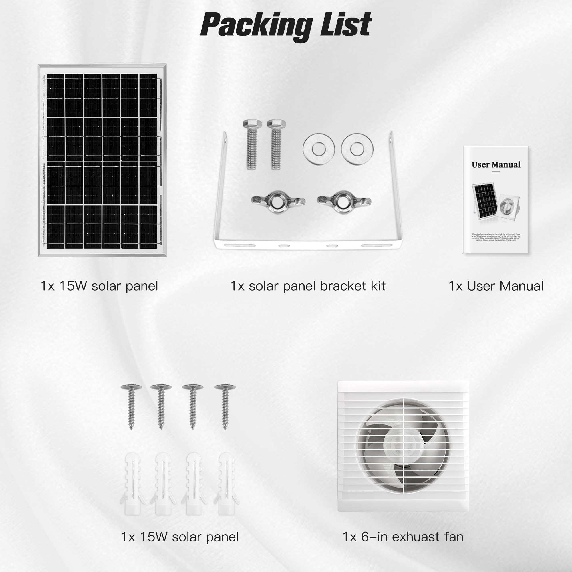 15W Solar Powered Exhaust Fan with 6
