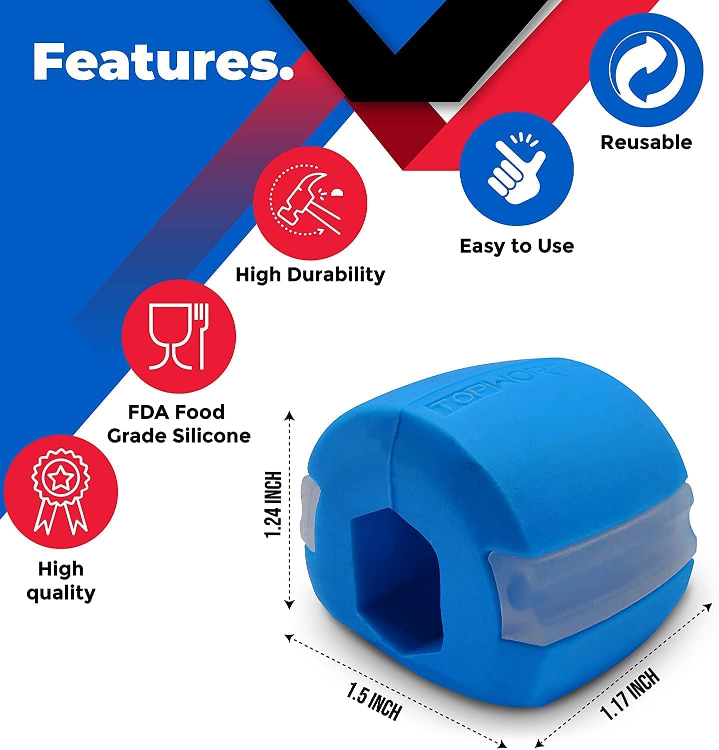 Premium Jawline Exerciser for Men - Slim & Define Face, Neck & Jawline - Facial Muscle Strengthener - Stress Relief & Chiseled Look - Blue | Home Gym, Office Workout & Travel Fitness Tool
