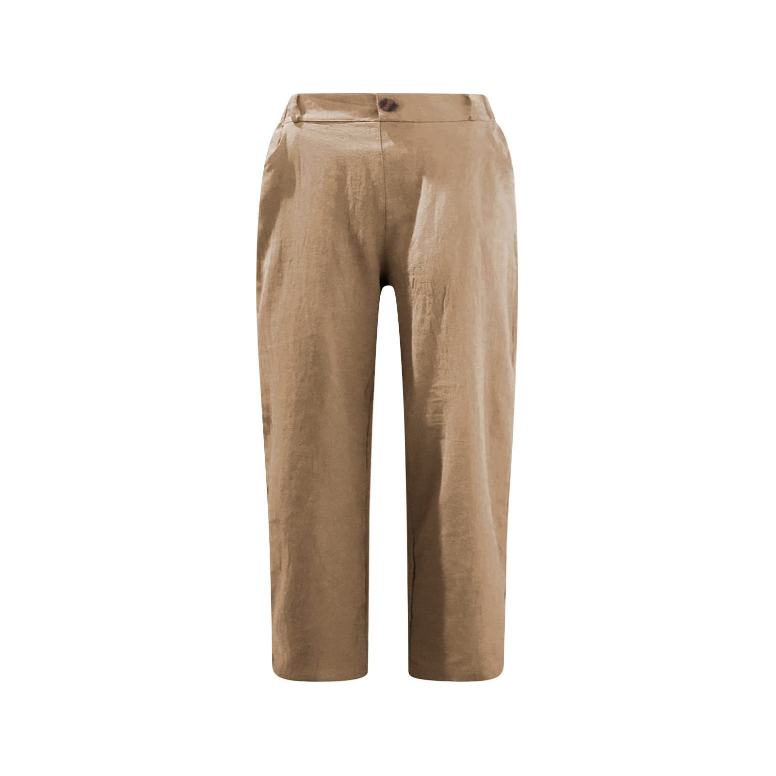 Women's Cotton Linen Shorts - Folded Hem, Elastic Waist for Summer | Casual & Dressy Wear