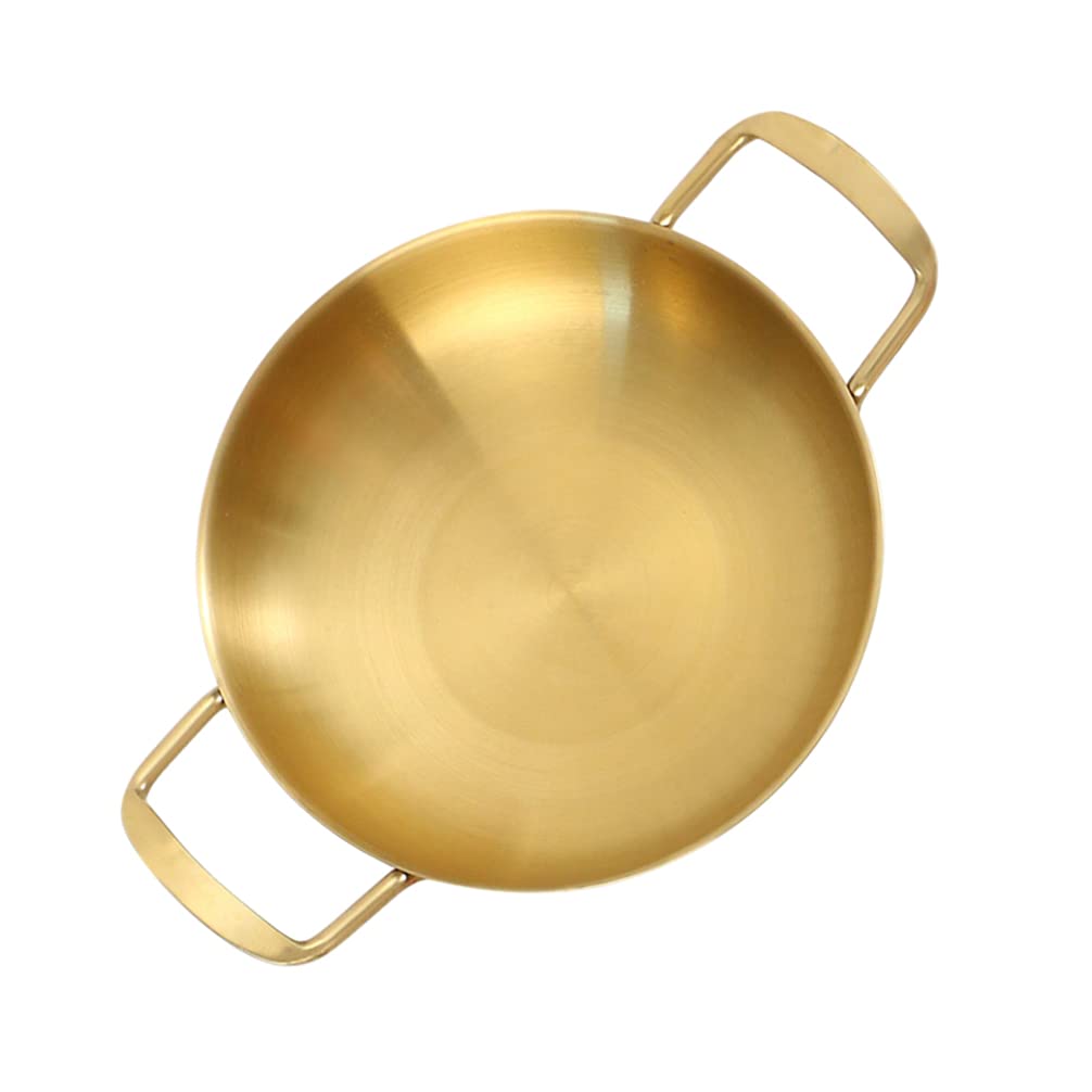 **Luxshiny 20CM Stainless Steel Outdoor Griddle Pan - Golden Classic Paella & Mini Frying Pan for Home, Camping & BBQ | Durable Cookware for Outdoor Cooking & Everyday Use**