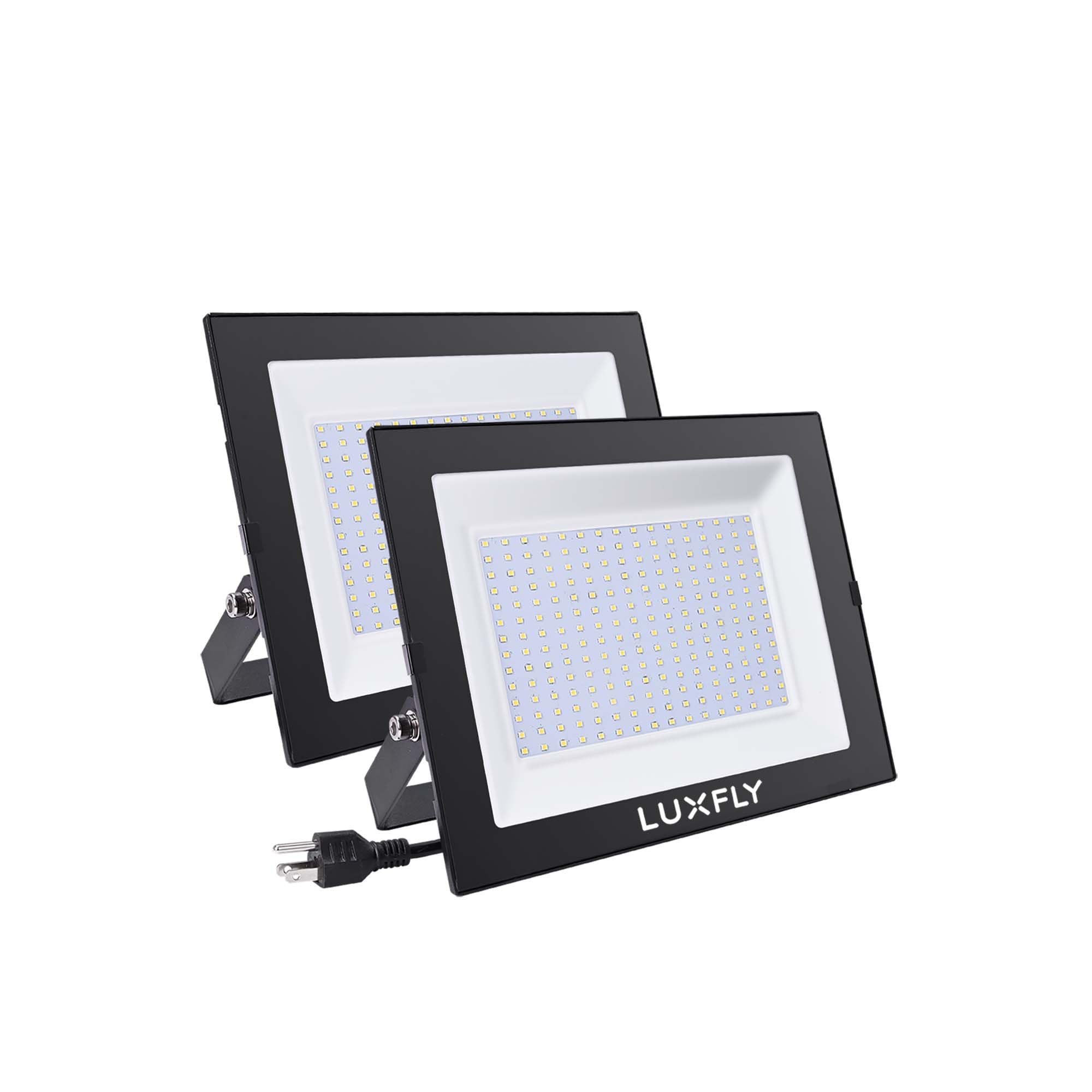 2 Pack 150W LED Flood Lights Outdoor, 15000LM Super Bright Work Light with Plug, IP66 Waterproof Security Lights, 6500K Daylight White - Perfect for Patio, House, Garage, Backyard, Workshop & Construction Sites