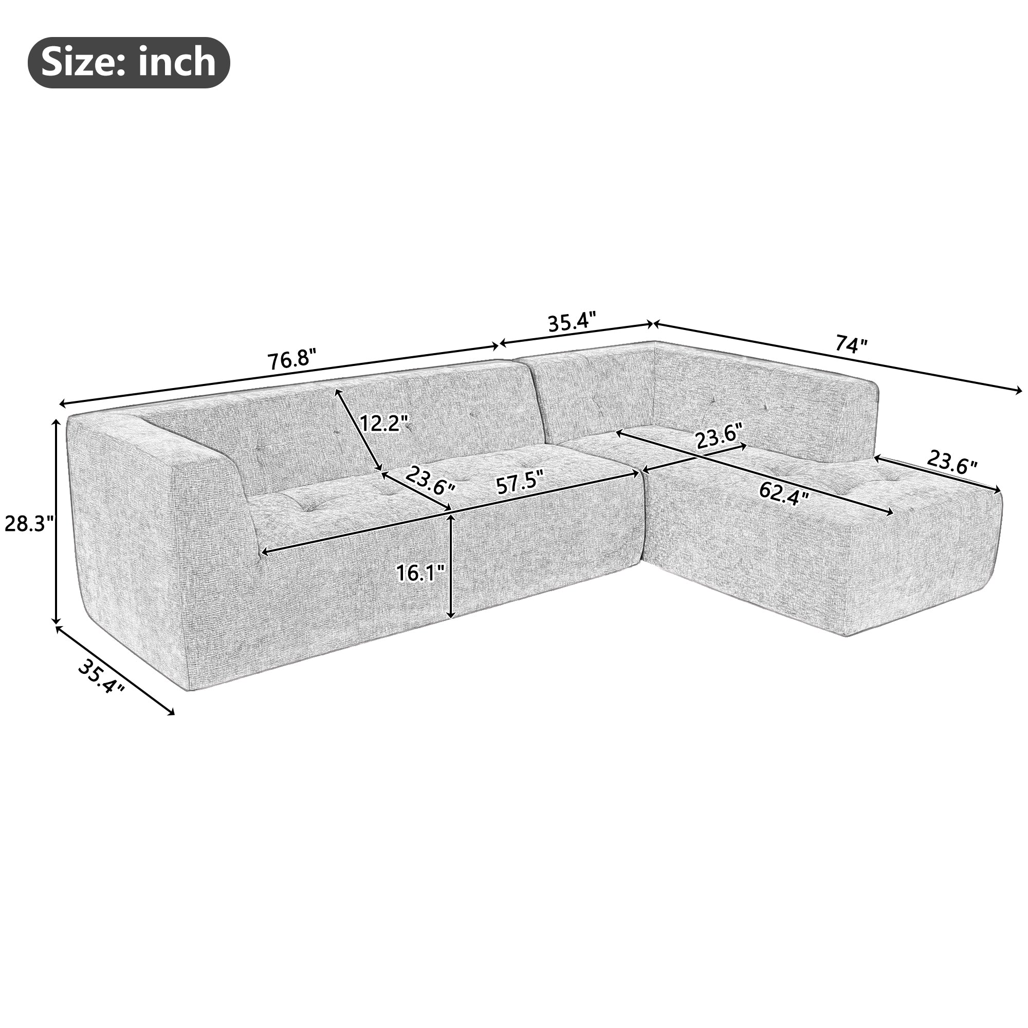 Modular Sectional Sofa Set 112.2