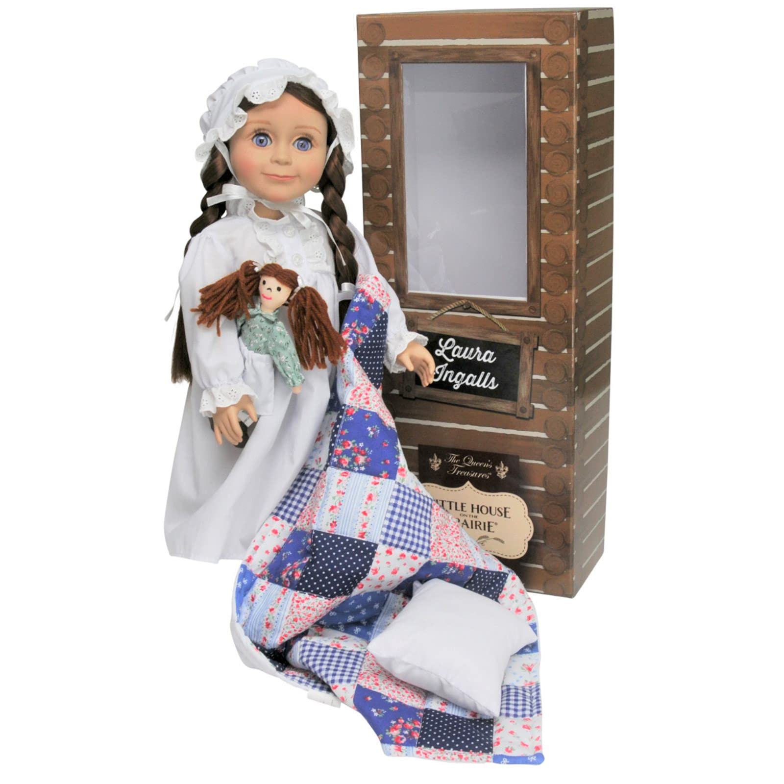 THE QUEEN'S TREASURES 18 Inch Laura Ingalls Doll - Officially Licensed Little House on The Prairie Collectible Doll with Quilt, Pillow, Rag Doll, Nightgown & Pantaloons - Perfect for Display, Gift Giving & Prairie-Themed Playtime