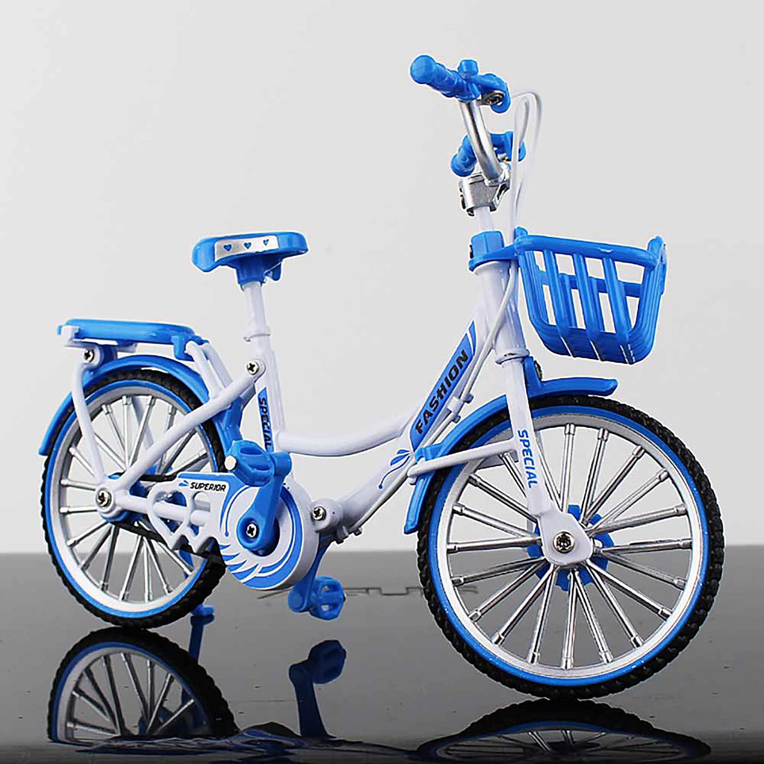Mini Bike Finger Bike & Finger Skateboard Set - Blue City Bike Decorations for Kids & Adults - Perfect for Desk Toys, Office Decor, and Stress Relief Gifts