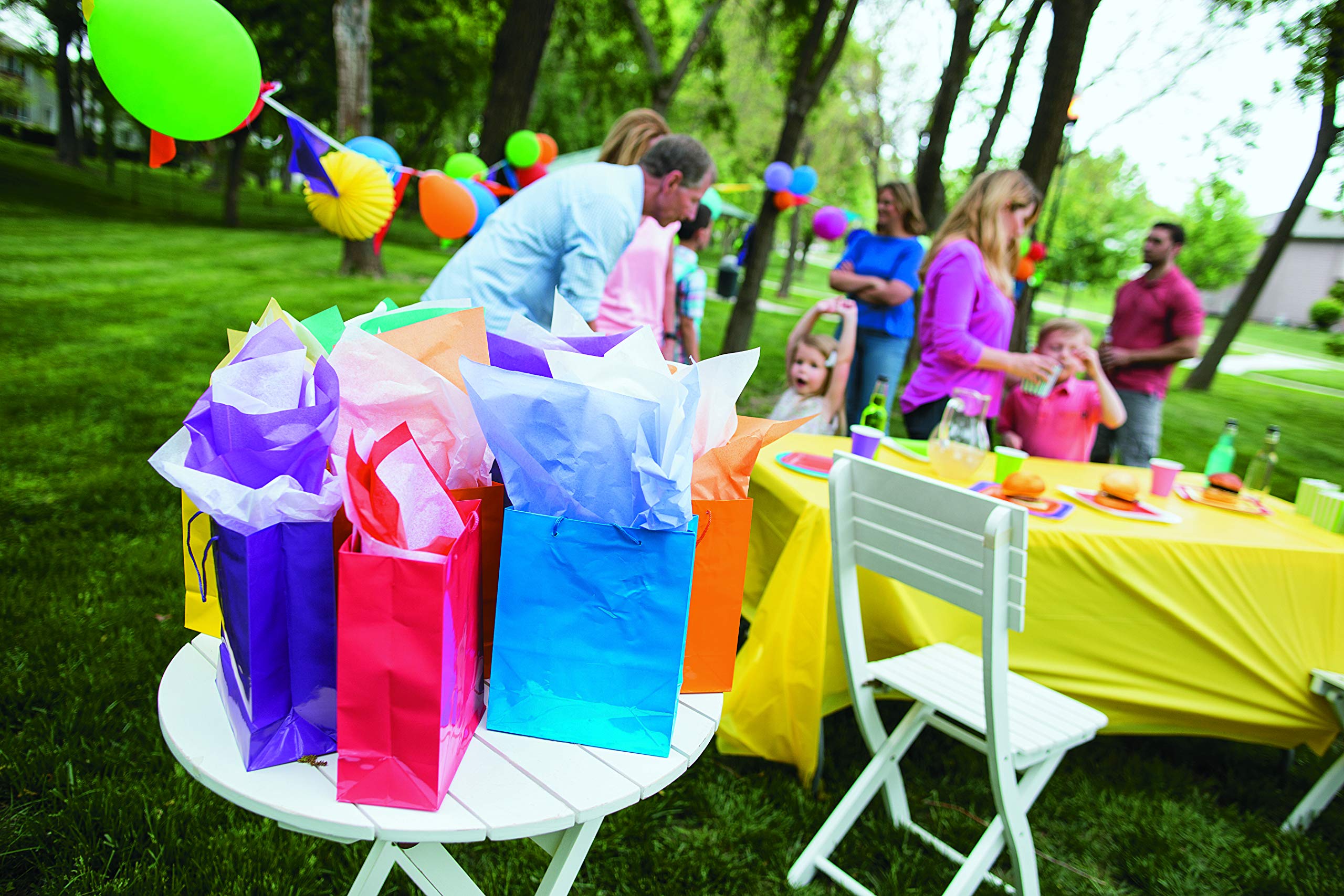 Fun Express Medium NEON Gift Bags - Vibrant Party Favor Bags for Birthdays, Baby Showers & Celebrations - Bulk Pack of 12