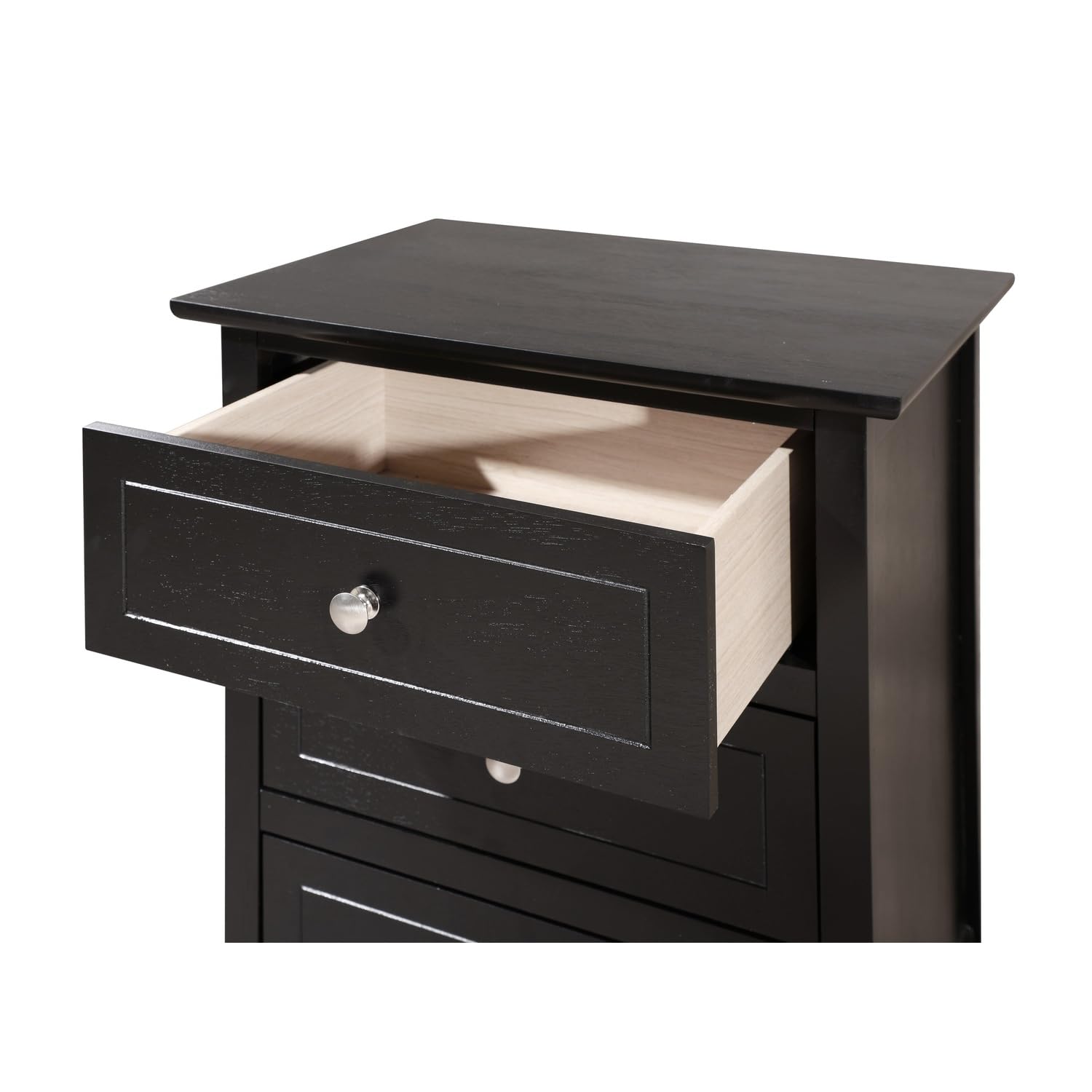 Modern 3-Drawer Nightstand - Black Small End Table for Bedroom & Living Room (25