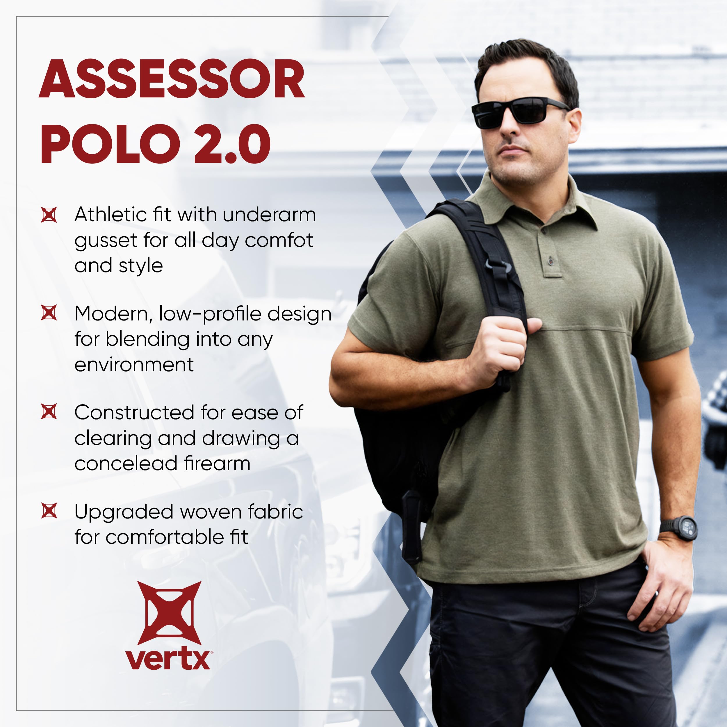 Vertx Men's Assessor 2.0 Tactical Polo Shirt - Short Sleeve Performance Shirt for Police, Military & Outdoor Activities | Moisture-Wicking, Athletic Fit for Special Ops & Tactical Training