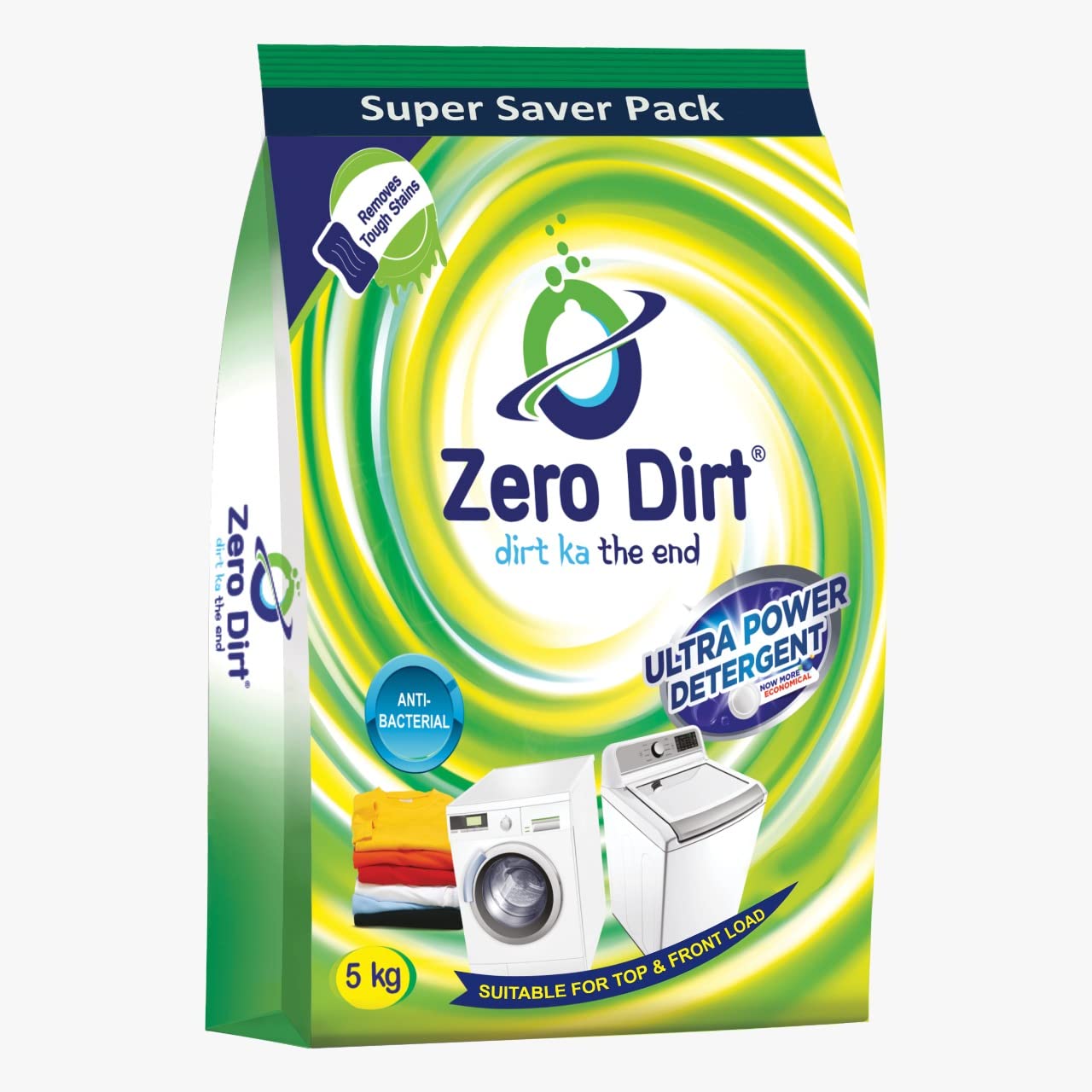 Zero Dirt Laundry Detergent Powder - 5KG (11 lbs) High-Efficiency HE Safe, Stain Remover for Clothes | Perfect for Family, Gym, Sports & Travel Use