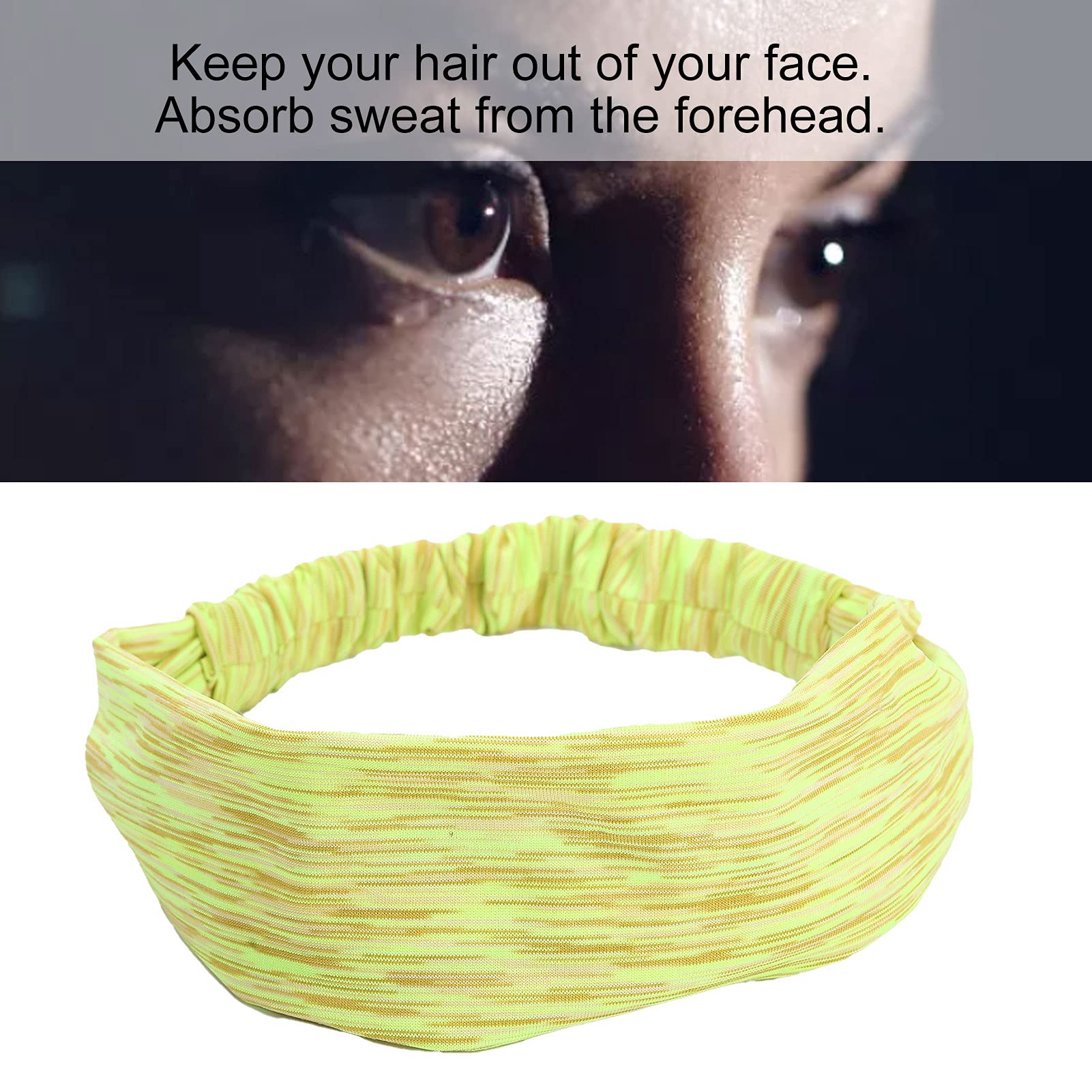 Soft Elastic Sweatband Headband - Absorbent, Wide Range of Use for Sports, Workouts, Parties, Weddings & Concerts (Fluorescent Green) - Perfect for Running, Yoga, Fitness & Outdoor Activities