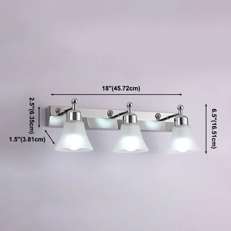 Frosted Glass Silver Mirror Bathroom Wall Lights - Modern Vanity Lighting for Bathroom, Powder Room & Dressing Area - Perfect for Makeup, Shaving & Home Decor