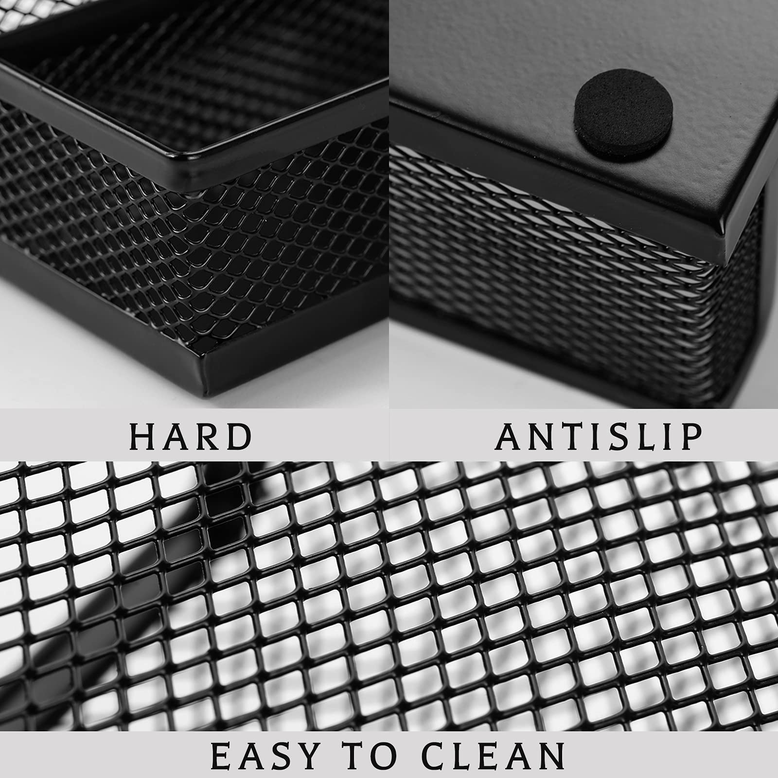 Ludato 2-Piece Mesh Desk Organizer Set - 3-Compartment Black Pencil Holder for Office Supplies, Perfect Desk Accessories for Work & Study - Great Gift for Colleagues & Students - Ideal for Home Office, School, and Workspace Organization