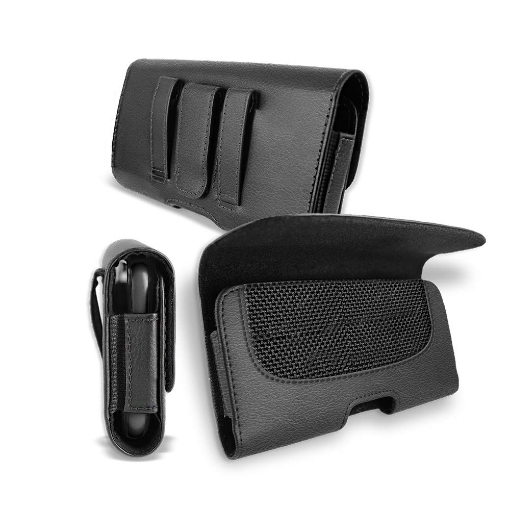 Premium PU Leather Pouch Case for iPhone Xs MAX - Slim Fit Belt Holster with Sideways Carry | Compatible with Naked Phone or Slim TPU Cases | Perfect for Work, Travel & Outdoor Activities