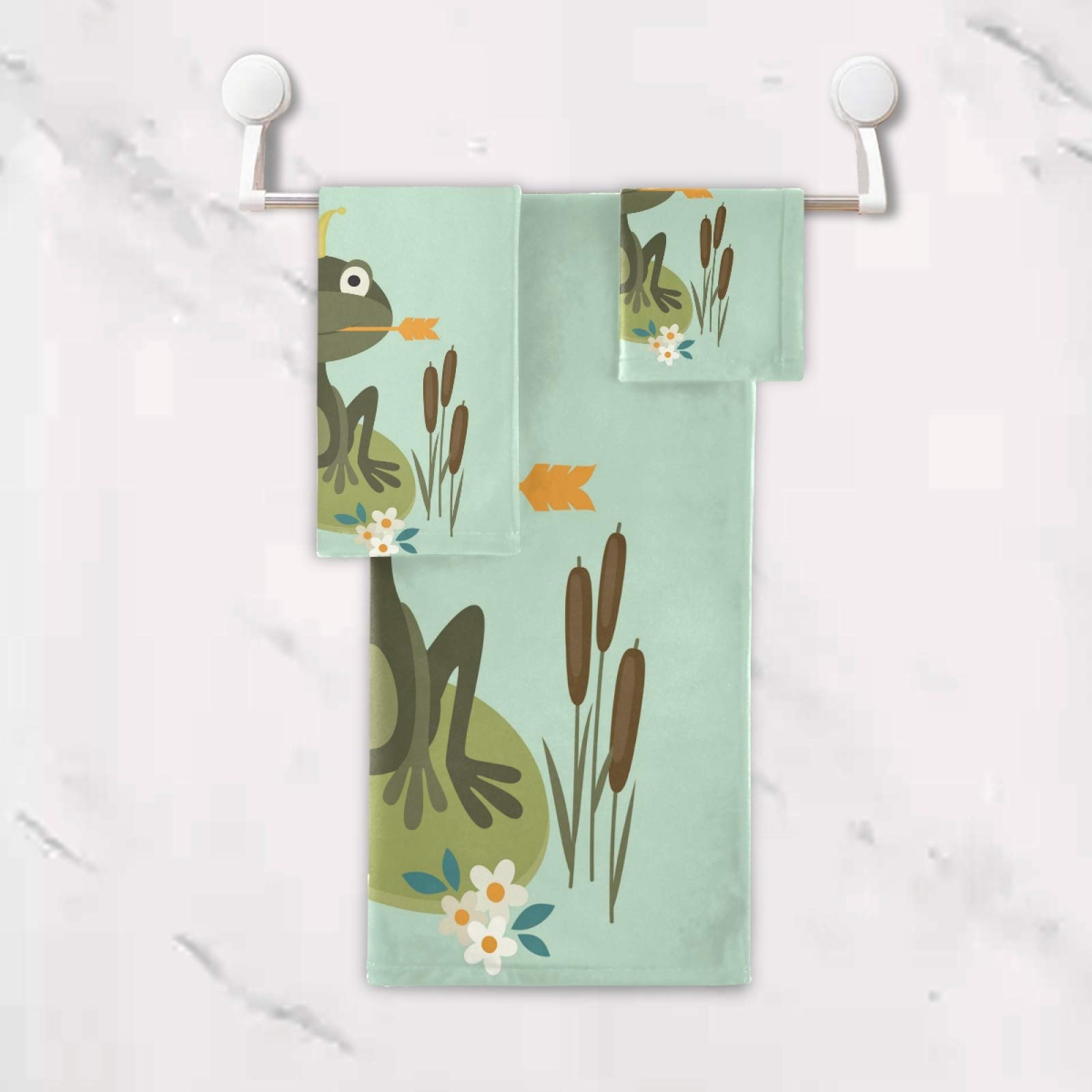 Premium Frog-Themed Bath Towel Set - 3-Piece Luxury Bath, Hand Towel & Washcloth - Ultra Soft for Bathroom, Hotel, Gym, Yoga & Spa - Perfect for Home Decor, Gifts & Relaxation