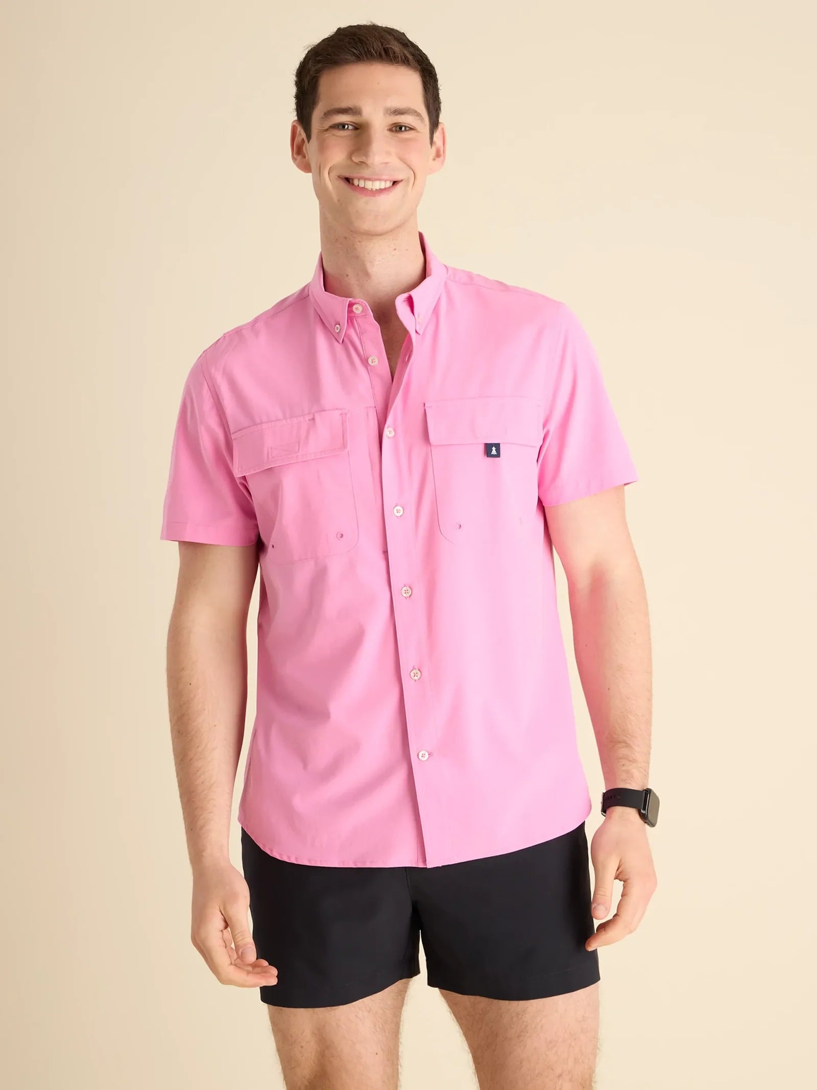 Chubbies The Pink n' Proud Short Sleeve Sport Shirt - Medium Pink | Comfortable & Stylish Activewear for Men | Perfect for Gym, Running & Casual Outings
