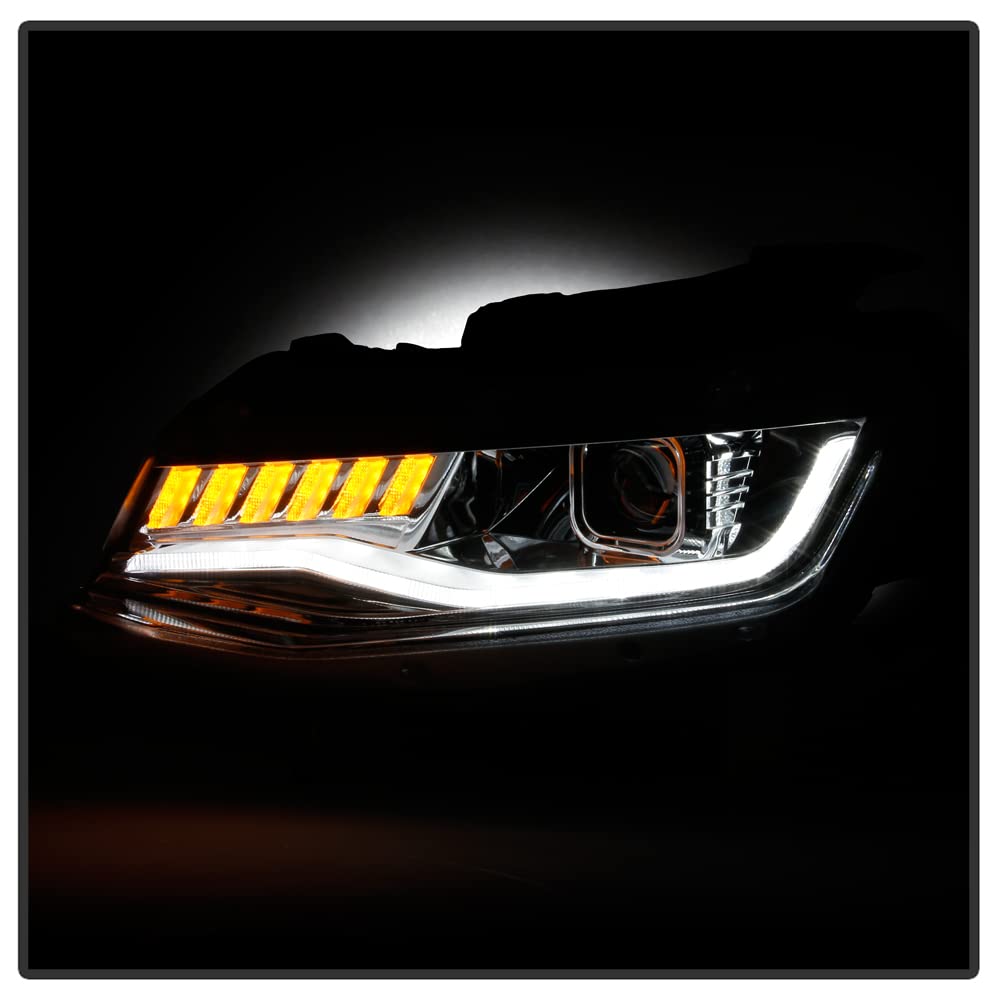 ACANII Chrome LED Tube with Sequential Signal Projector Headlights for 2016-2018 Chevy Camaro - Upgrade Halogen Model Headlamps for Enhanced Visibility & Style | Perfect for Night Driving & Car Customization