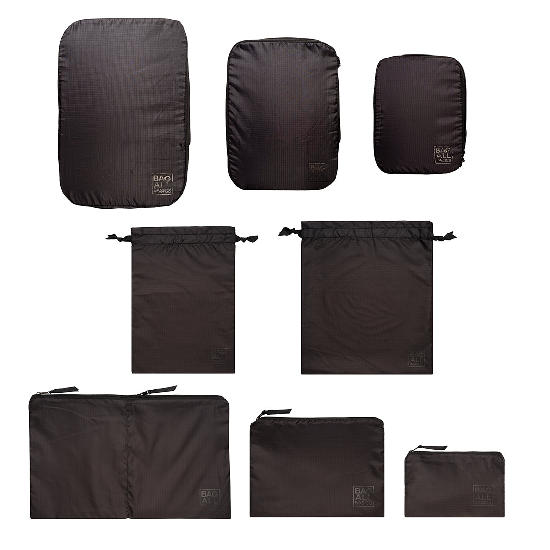8-Piece Compression Packing Cubes & Travel Organizer Bags Set - Black | Perfect for Suitcase, Backpack & Carry-On Luggage Organization