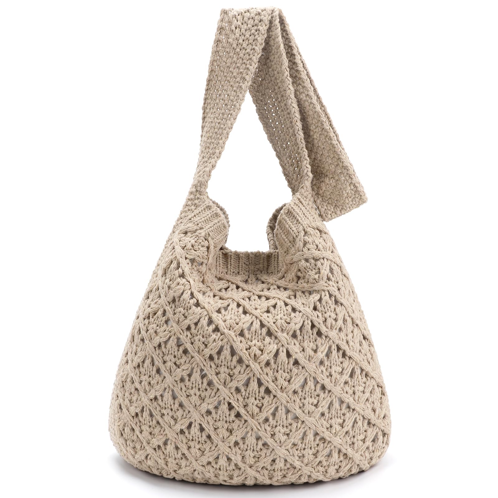 Hatisan Women's Large Crochet Tote Bag - Aesthetic Knit Shoulder Handbag for Beach, Shopping & Travel | Stylish Summer Accessory