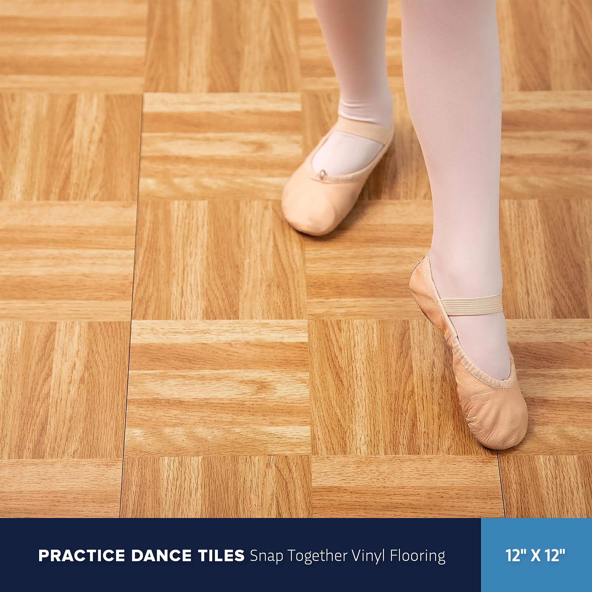 IncStores 3/8 Inch Thick Dark Maple Practice Dance Floor Tiles | Durable Plastic Dance Flooring for Ballet, Tap, Ballroom & More | Perfect for Home Studios, Dance Classes & Performances