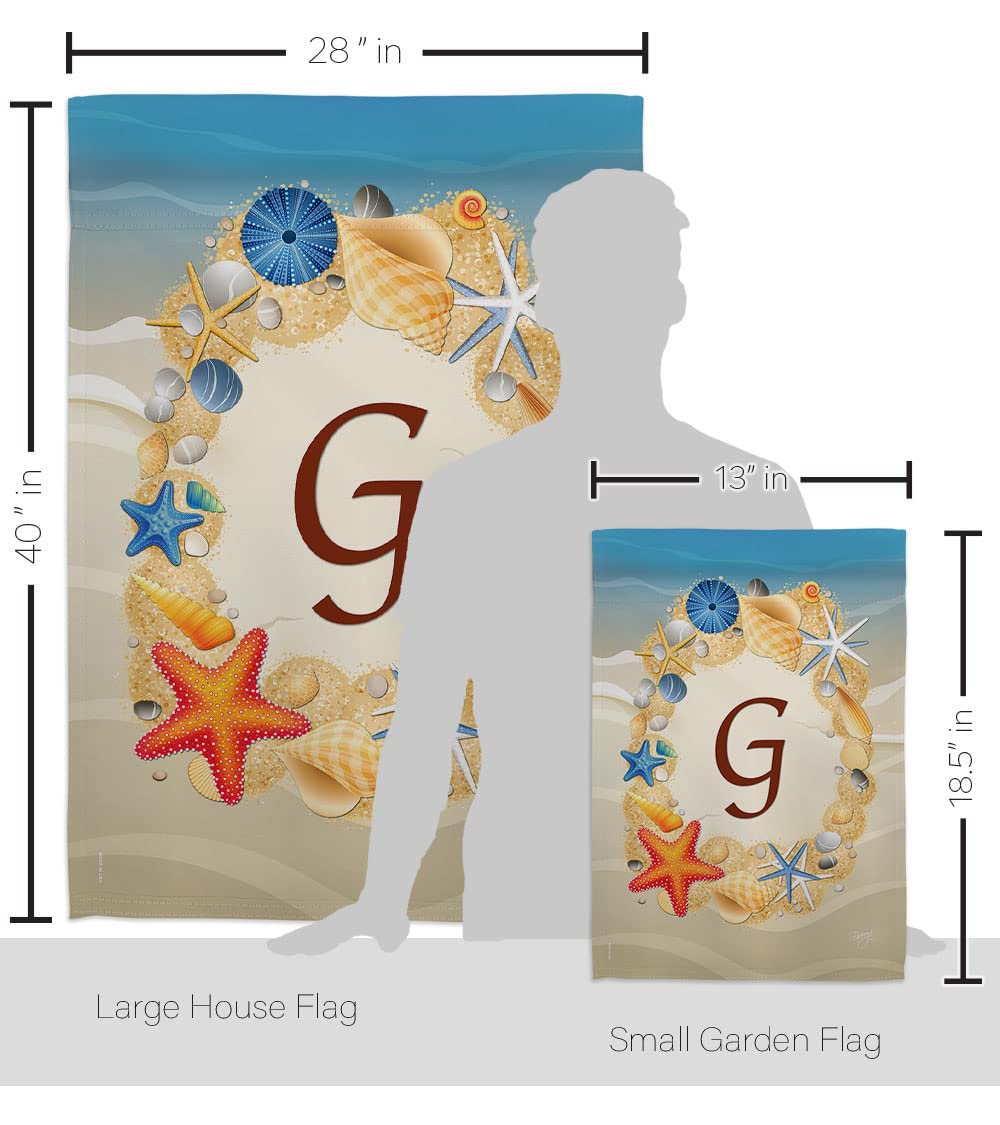 Coastal Beach Flag Set w/Flagpole - Summer G Initial Decor for Garden & Home