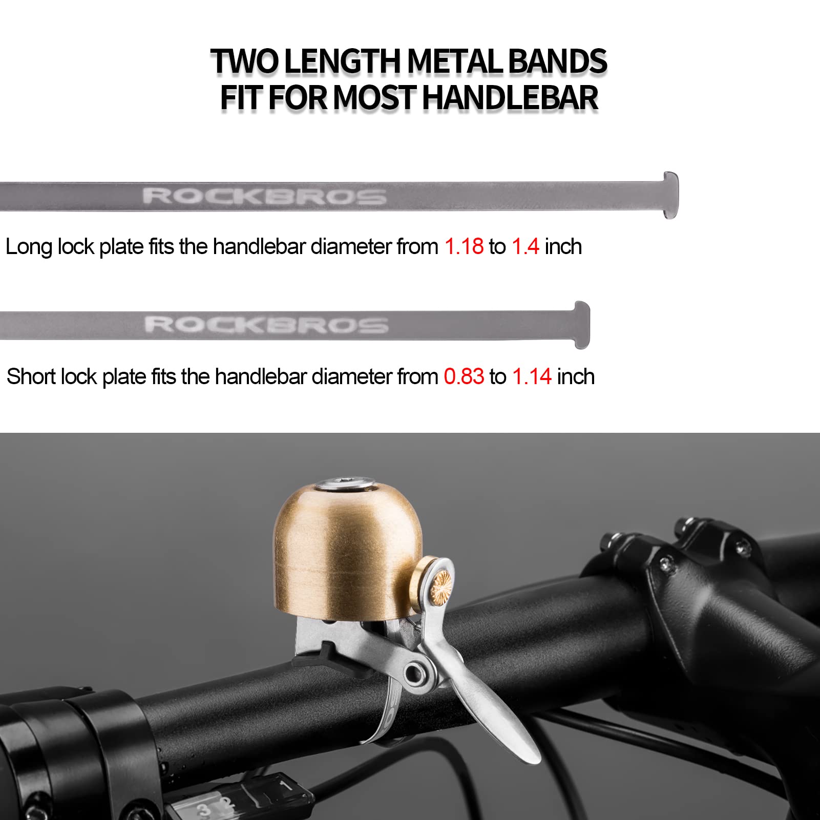 ROCKBROS Classic Bicycle Bell - Loud Bike Horn for Road & Mountain Bikes | Durable Handlebar Bell for Adults | Perfect for Commuting, Cycling Safety & Outdoor Adventures