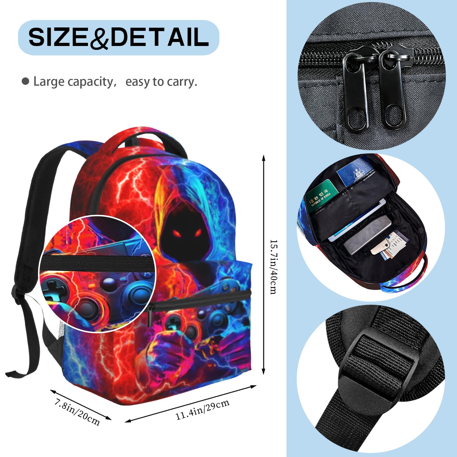 Kids Gaming Backpack for Boys & Girls - Durable School Backpack for Ages 6-18 | Elementary & Middle School Bookbag with Laptop Compartment | Perfect for Travel, School & Daily Use