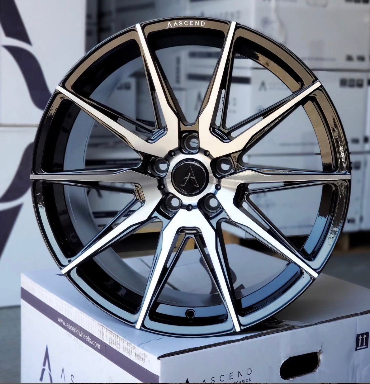 ASCEND WHEELS FR03 20x8.5 Gloss Black Double Dark Tint Alloy Wheels - 5x114.3 Bolt Pattern, 72.6mm Hub Bore, +35mm Offset - Perfect for Tuner Cars, Sports Sedans & Custom Builds