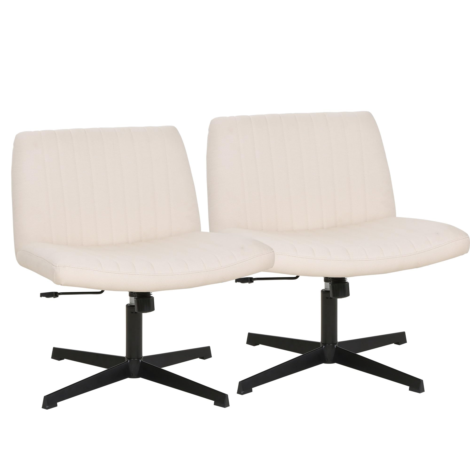 FDW Criss Cross Armless Office Chair - Adjustable Swivel Ergonomic Desk Chair with U-Shaped Backrest & Wide Seat, No Wheels, Cross-Legged Design - Perfect for Home Office, Computer Work, and Vanity Tasks