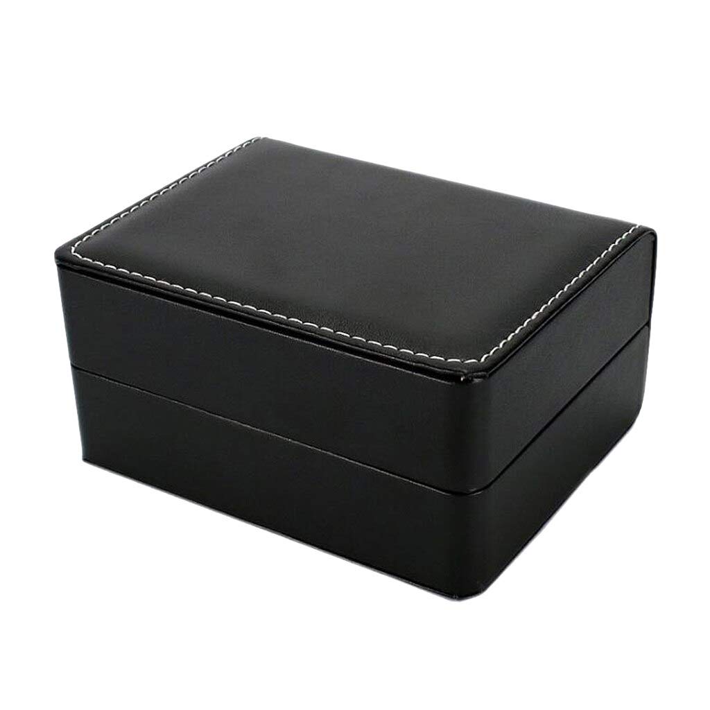 Vintage Black PU Leather Watch Box - Jewelry Storage & Display Case Holder (14x11x7cm) - Perfect Gift for Watch Collectors & Organizers - Ideal for Home, Office, and Travel Use