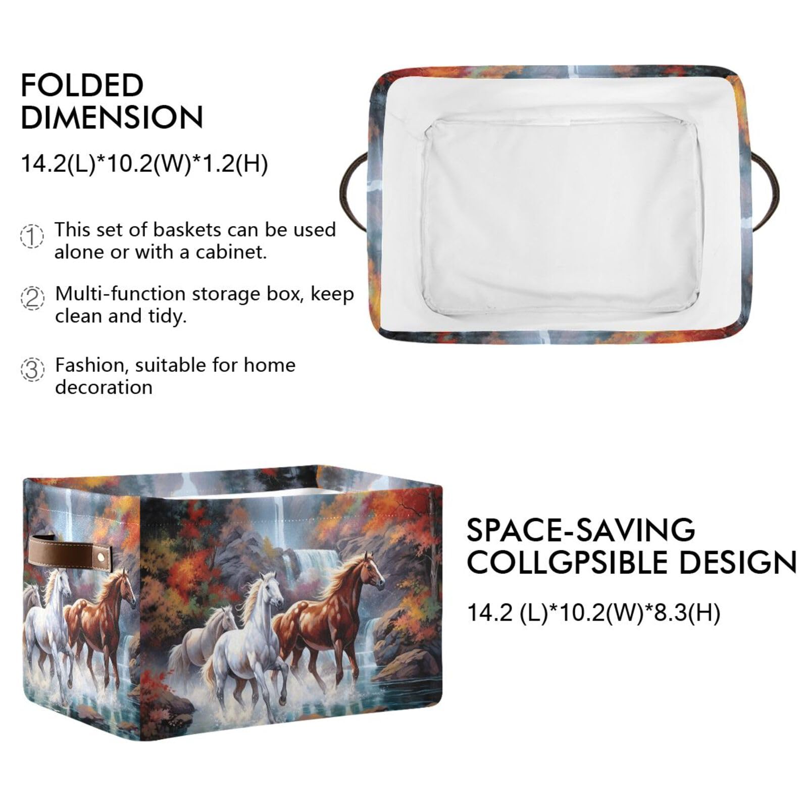 Foldable Canvas Storage Baskets with Handles - 2 Pack Rectangle Fabric Organizer Boxes for Home, Office & Closet | Perfect for Clothes, Toys & Home Decor Organization
