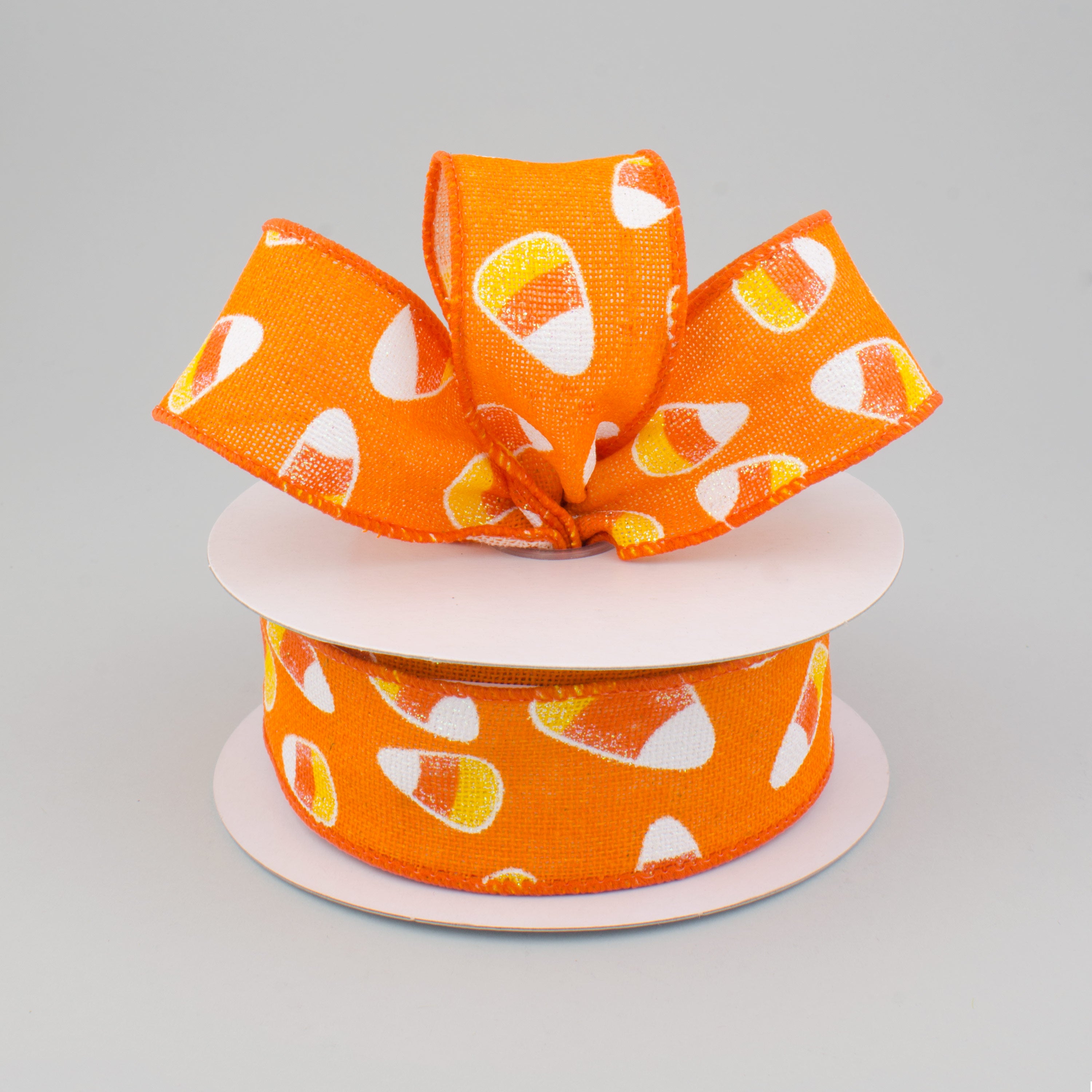 1.5 Inch Orange Canvas Candy Corn Ribbon - 10 Yards Bulk Roll for Halloween Decorations, Gift Wrapping, and DIY Crafts