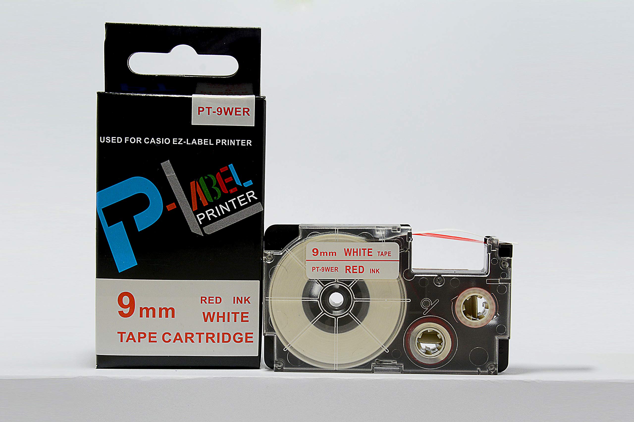 2-Pack XR-9WER/PT-9WER Compatible 9mm Red on White Label Tape Cartridge for Casio EZ-Label Printer KL-120 - Perfect for Office Labeling, Home Organization & Craft Projects