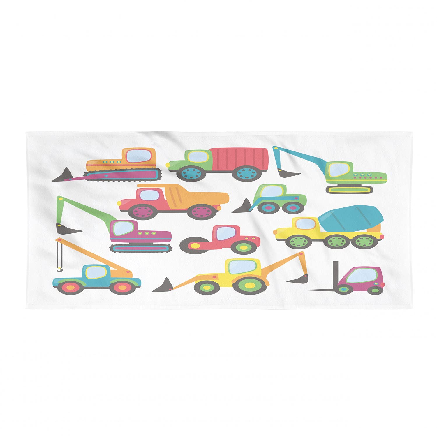 Ambesonne Construction Themed Backpacking Towel - Quick Dry, Soft & Absorbent Microfiber for Camping, Hiking - Heavy Equipment Design (Forklift, Excavator, Mixer) - Perfect for Outdoor Adventures, Gym & Travel