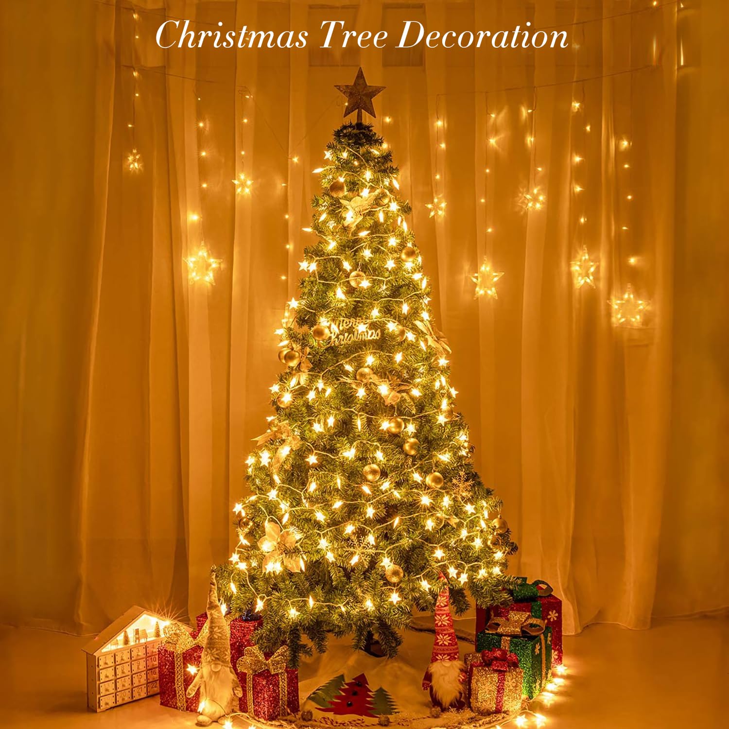 Battery Operated Waterproof 40 LED 20FT Star String Lights with Remote - Warm White Fairy Lights for Home Decor, Christmas, Wedding, Party & Garden Decoration | Indoor & Outdoor Use