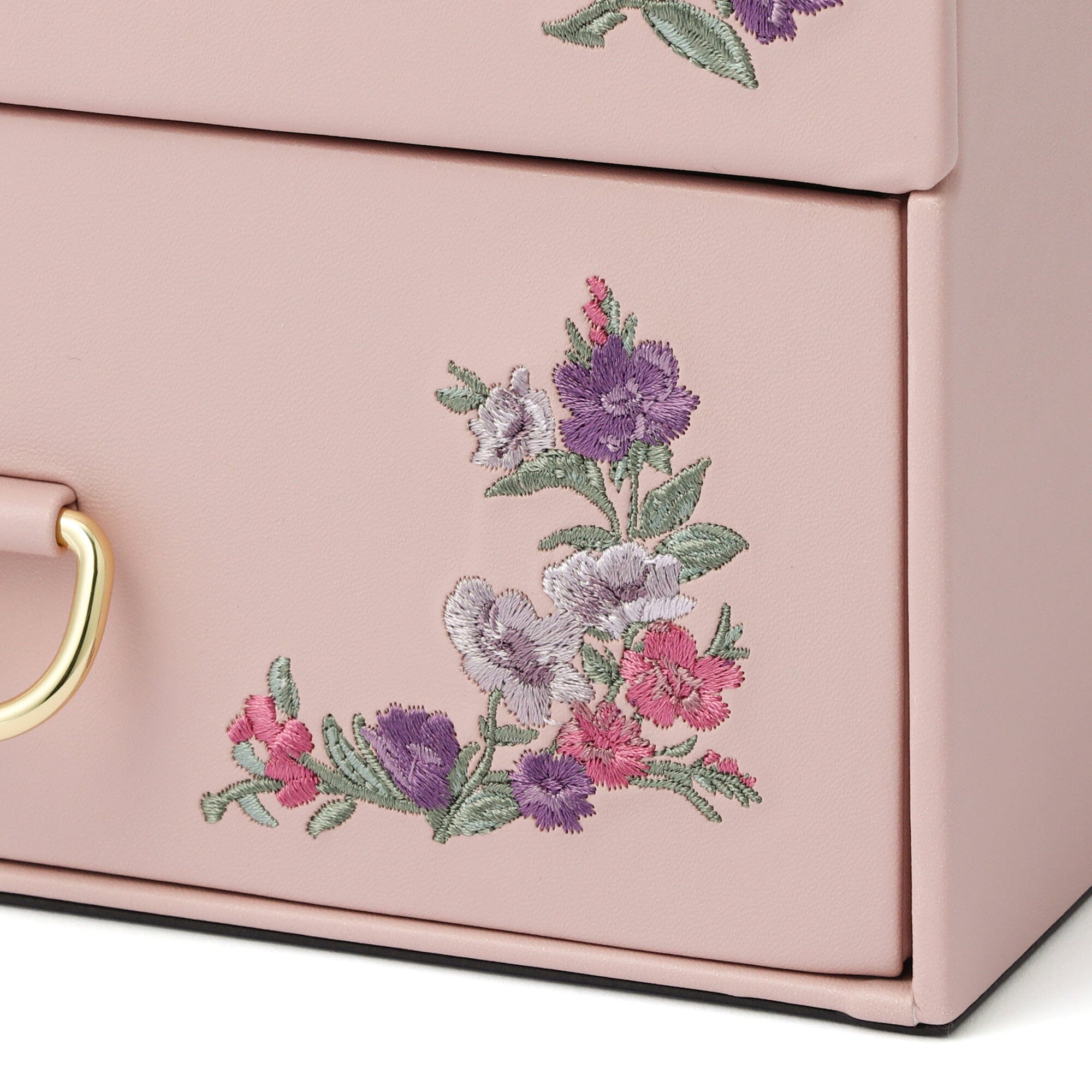 Elegant Pink Embroidery Flower Jewelry Box - Perfect for Gift Giving, Storage & Home Decor