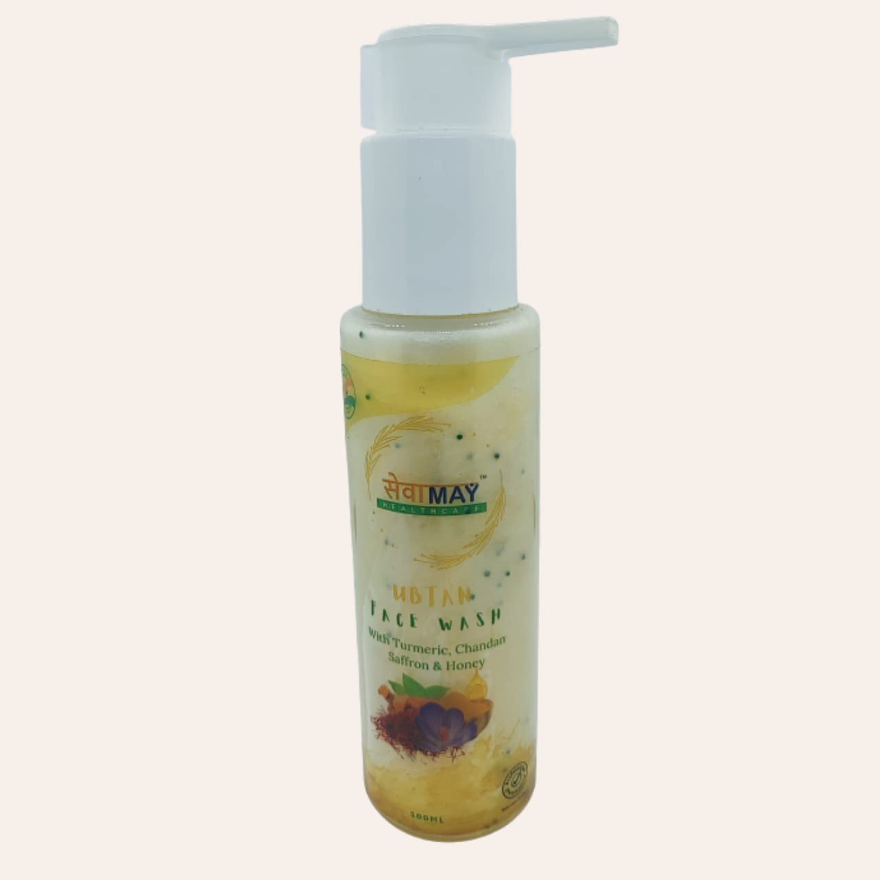 SEVAMAY UBTAN Face Wash with Turmeric, Chandan, Saffron & Honey Extract - Natural Brightening & Cleansing for Glowing Skin - Perfect for Daily Skincare & Acne-Prone Skin