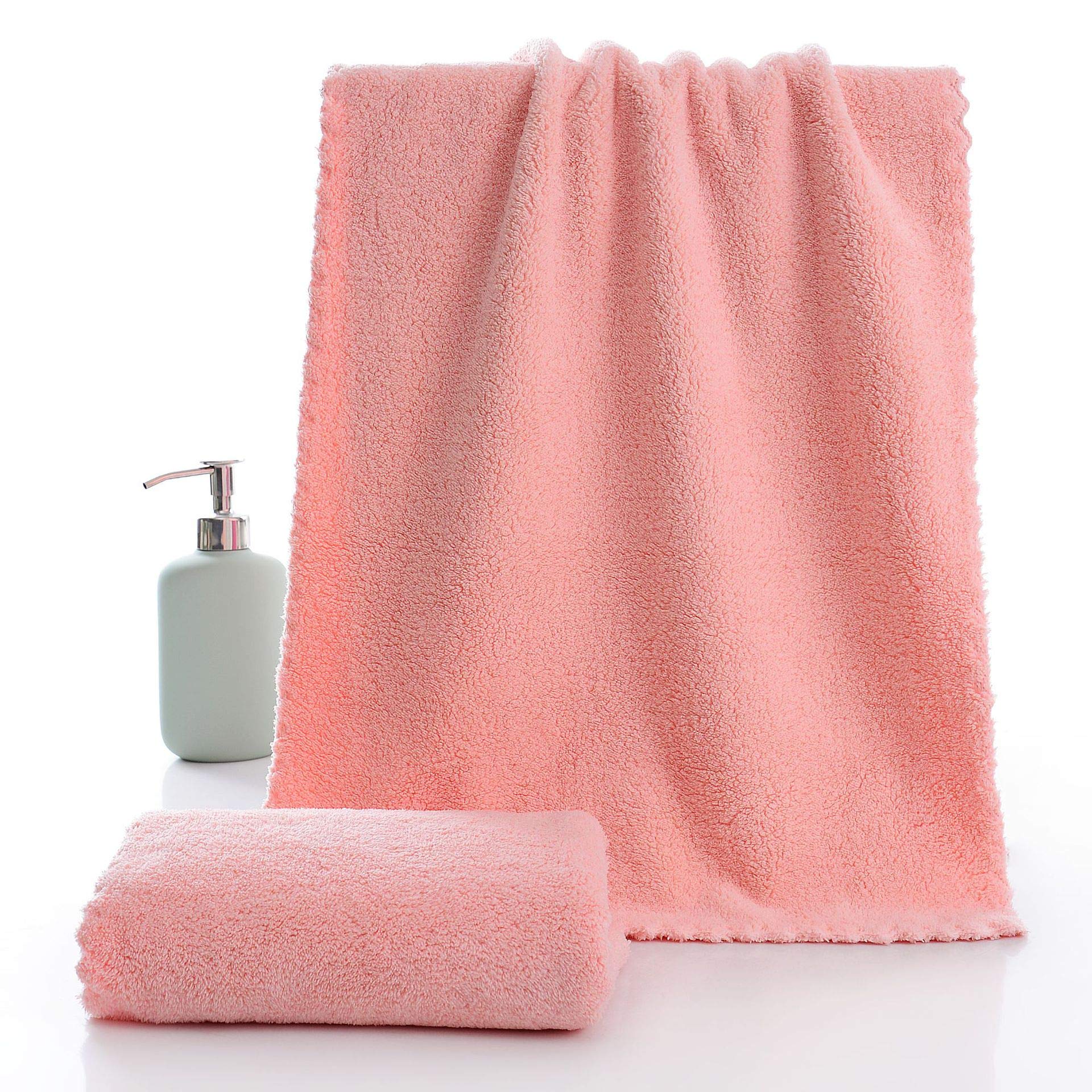 Premium Microfiber Bath Towels - Ultra Absorbent & Quick Dry, 34x74cm Soft Face & Body Towels for Bathroom, Gym, Spa & Travel - Pink Luxury Hotel Quality Towels for Home & Commercial Use