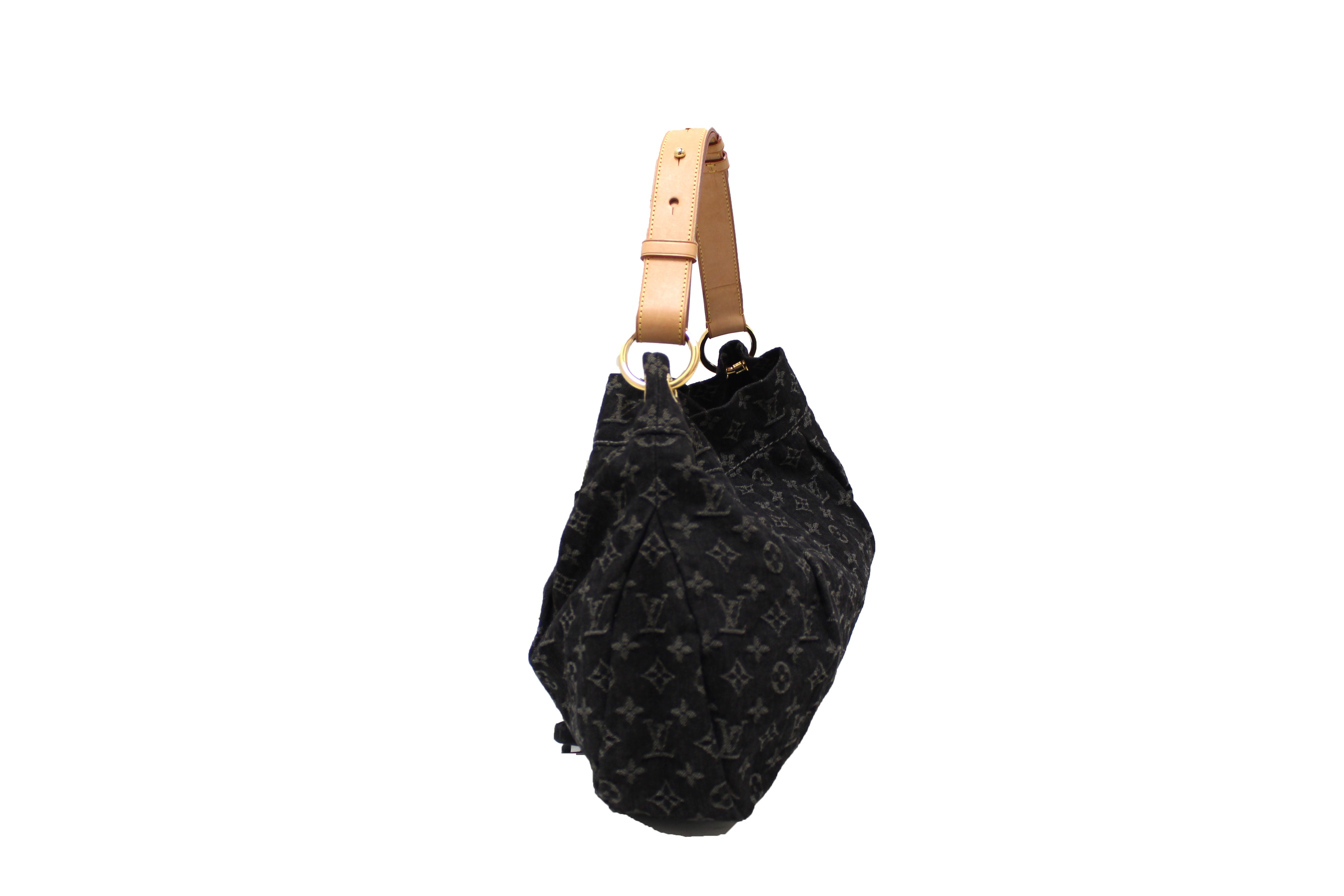 Authentic Louis Vuitton Black Monogram Denim Hobo Shoulder Bag - Stylish Crossbody Purse for Women, Perfect for Daily Use, Work & Travel Accessories