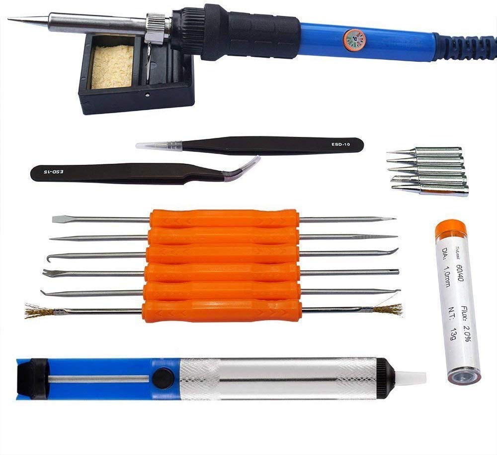 60W Adjustable Temperature Electric Soldering Iron Kit - Professional Welding Tool for Electronics Repair (EU Plug) | Perfect for DIY Projects, Circuit Board Fixing & Home Appliance Maintenance