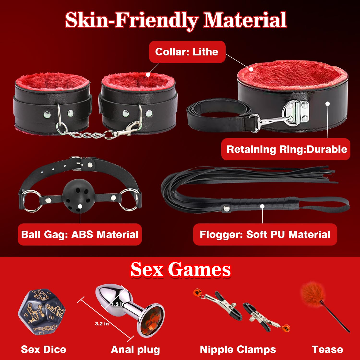 12-Piece BDSM Bondage Restraints Kit for Adults - Premium Bondage Gear & Accessories for Couples & Women - Perfect for Bedroom Play, Spicing Up Relationships & Sensual Exploration