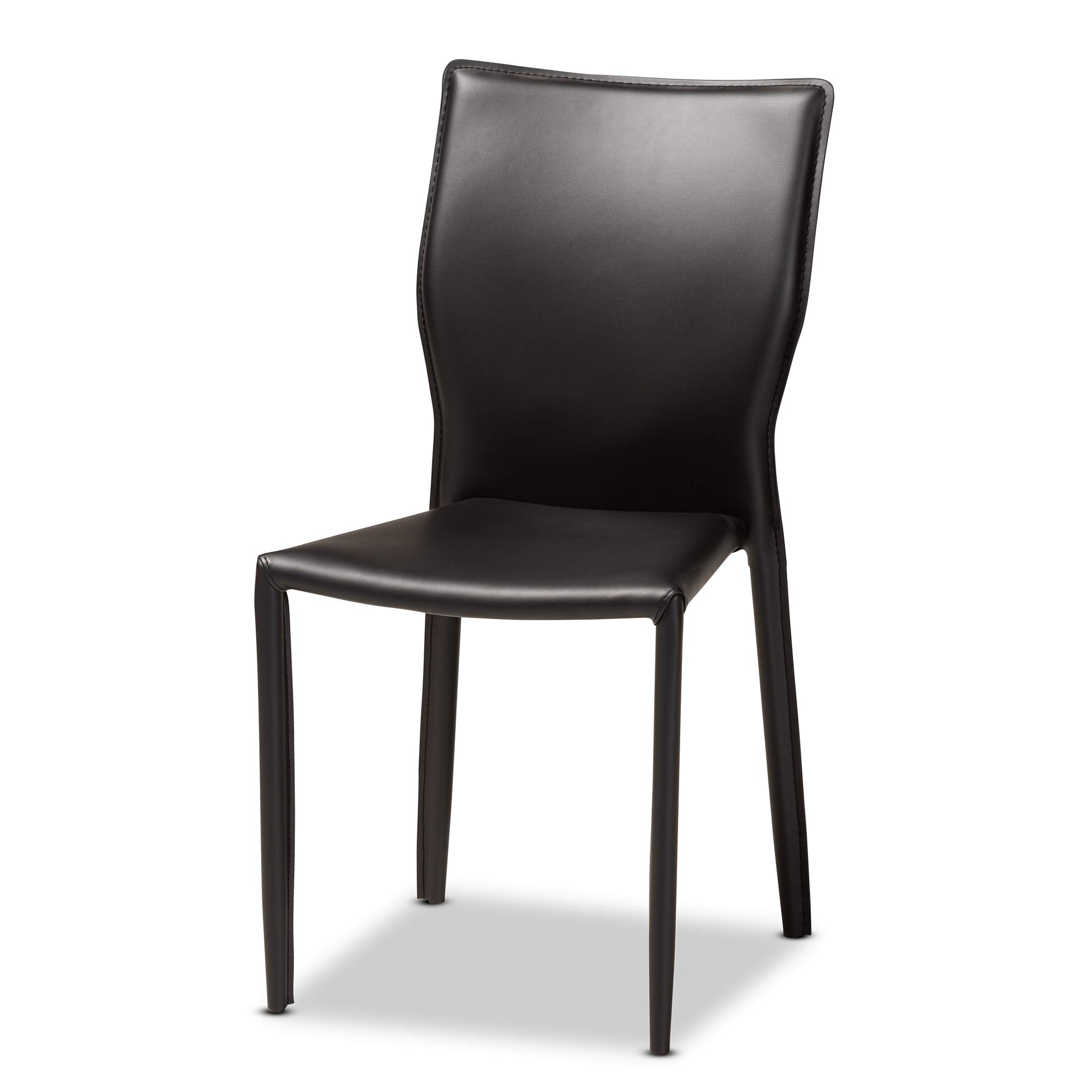 Baxton Studio Heidi Modern Dining Chairs - Set of 2 Black Upholstered Side Chairs for Kitchen, Dining Room, Breakfast Nook - Comfortable & Stylish Seating Solution