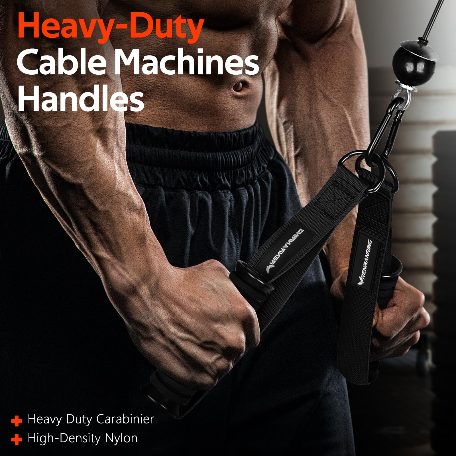 RENRANRING Gym Exercise Handles - Replacement Cable Machine Pulley Attachments for Resistance Bands & Strength Training | Perfect for Pull Down Workouts & Home Gym Equipment | Ideal for CrossFit, Weightlifting & Functional Fitness Training