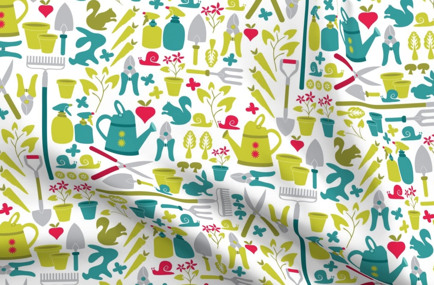 Premium Spoonflower Fabric - Gardening Tools & Spring Farming Print on Velvet Upholstery Fabric by The Yard | Home Decor, Apparel & DIY Projects for Garden Enthusiasts