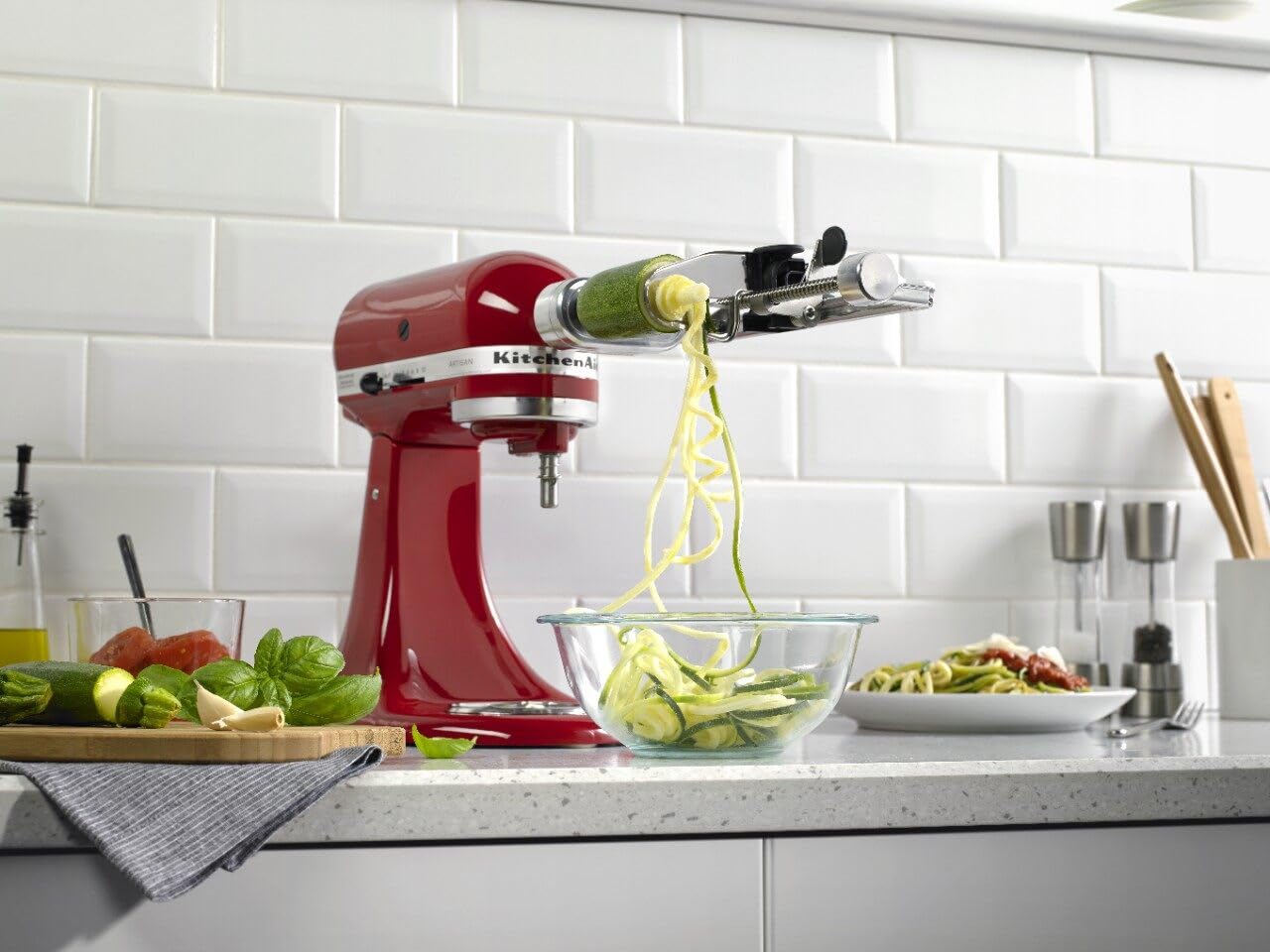 KitchenAid Stand Mixer Spiralizer Attachment for Fruits & Vegetables - Polished Aluminum - Perfect for Healthy Noodles, Zucchini Spirals & Creative Meal Prep